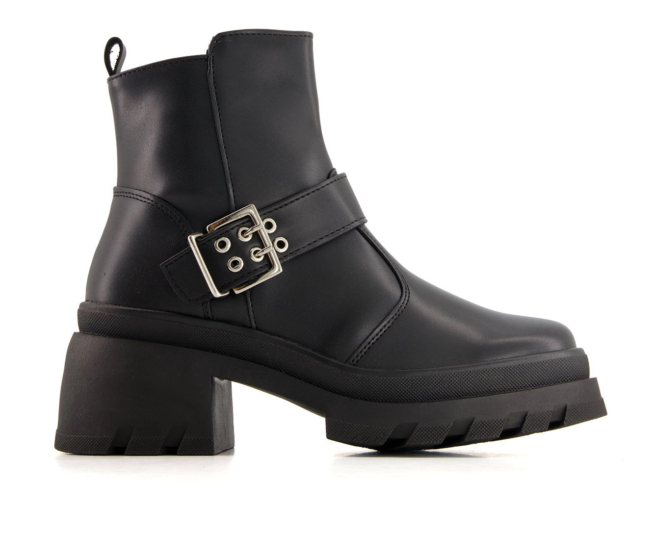 Andrea Womens Biker Boots With Buckle