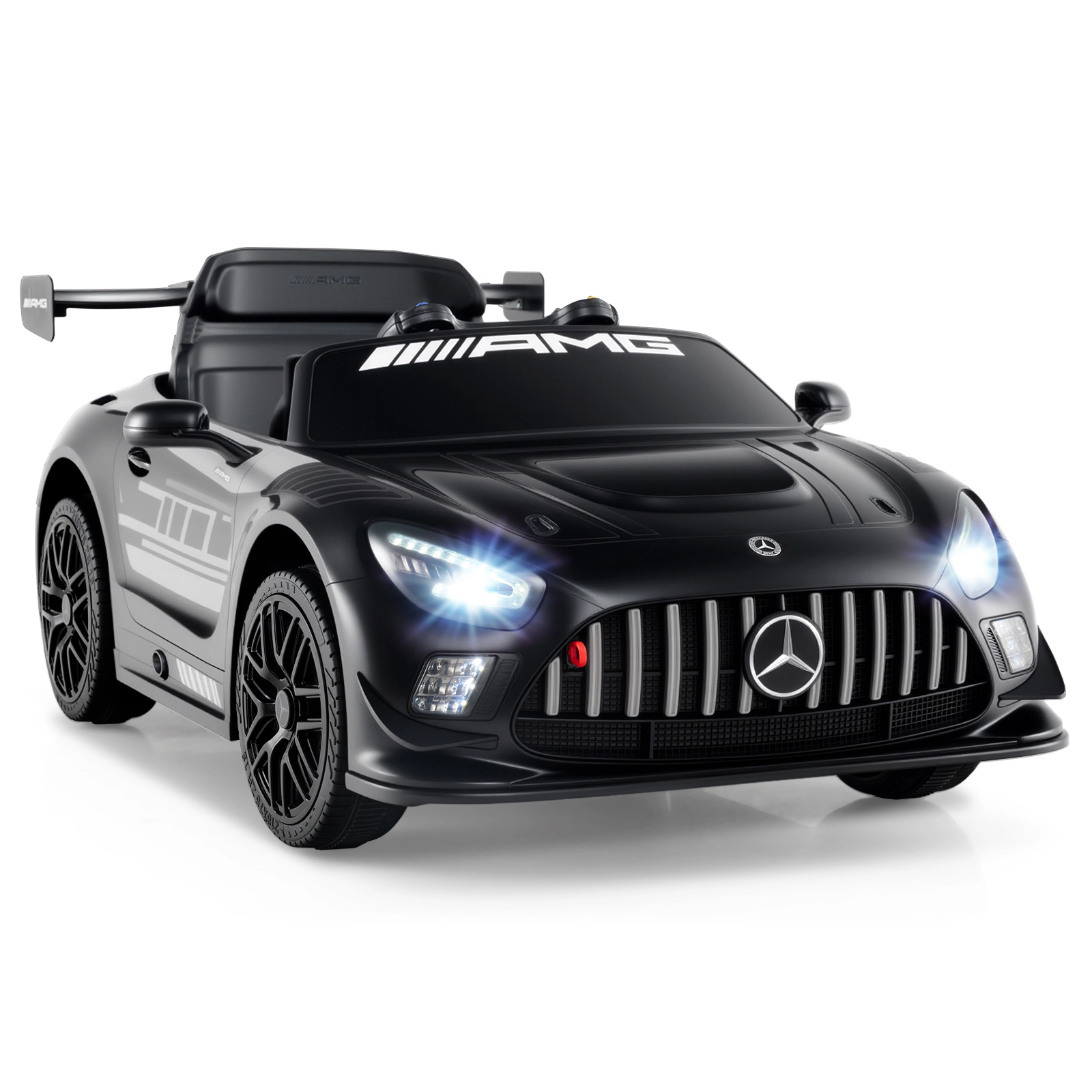 Glintex 12V Kids Ride-On Race Car with Transport Wheels and a Remote Brake