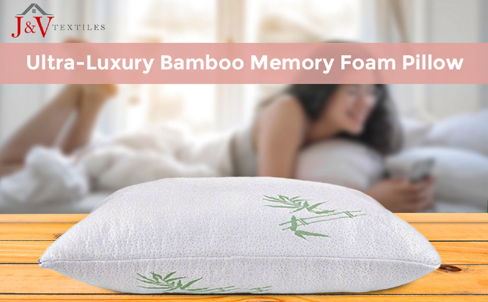 J&V TEXTILES Bamboo Memory Foam Bed Pillow (King Single Pack)