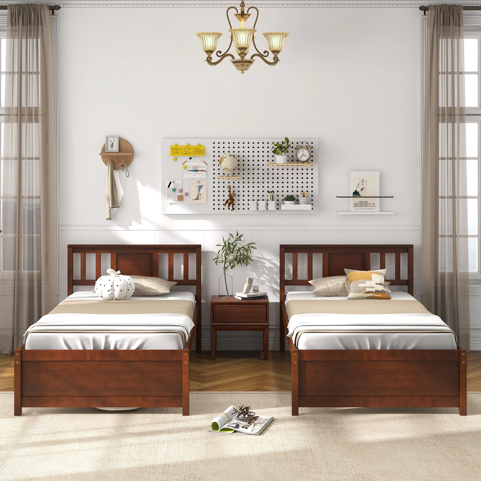 SlickBlue Solid Wood Bed Frame with Under Bed Storage and Wooden Slat Support
