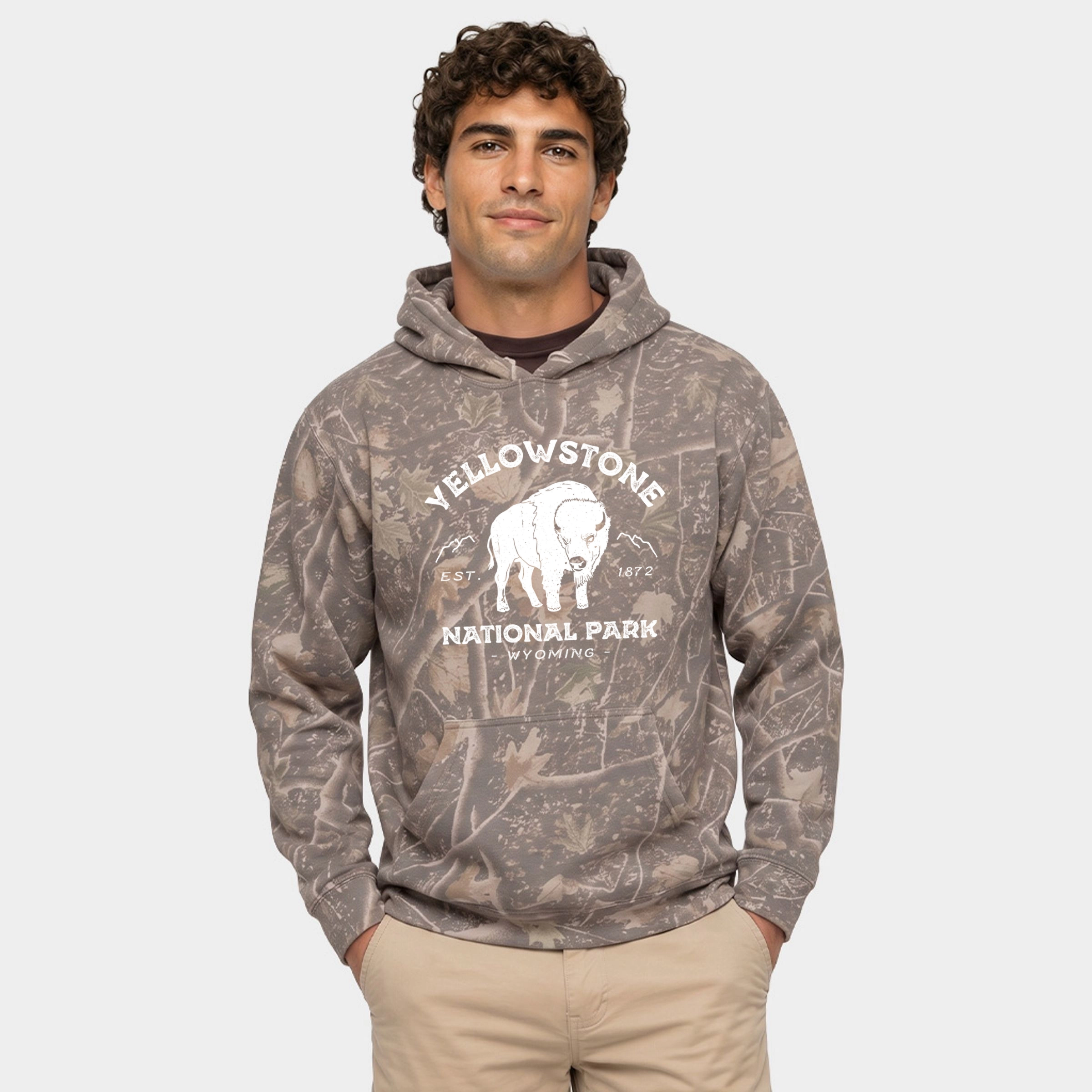 Simply Sage Market - Men's Camo Hoodie Vintage Yellowstone National Park