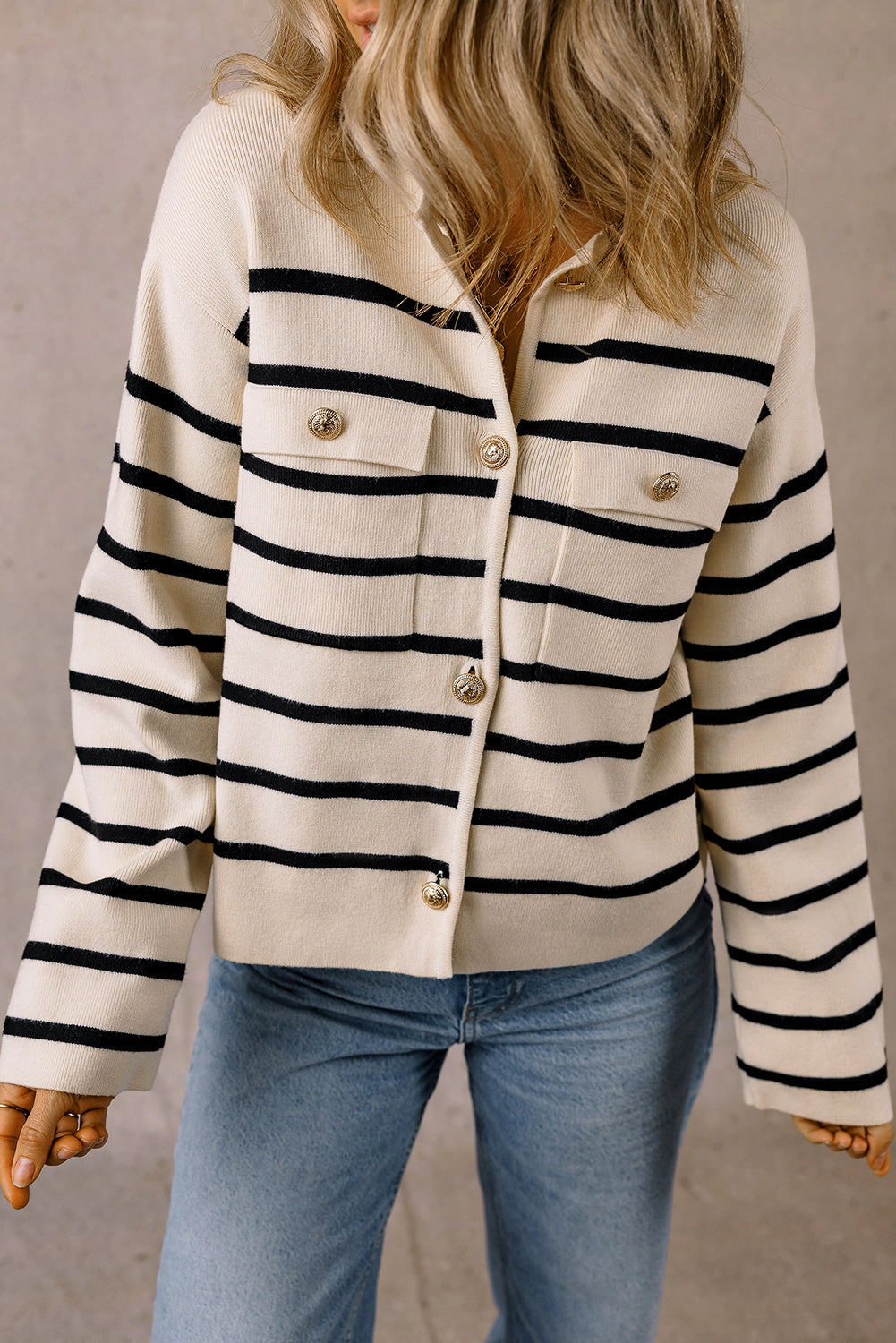Threaded Pear Women's Genesis Pocket Buttoned Cardigan Sweater