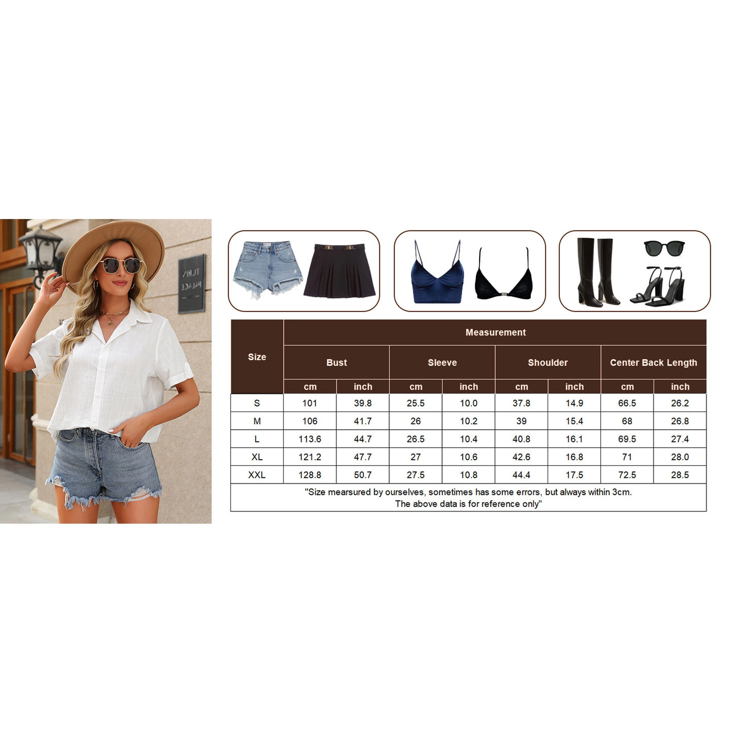 Zeagoo Women Summer Button Down Shirt Short Sleeve Cotton Blouse Beach Vacation Outfit