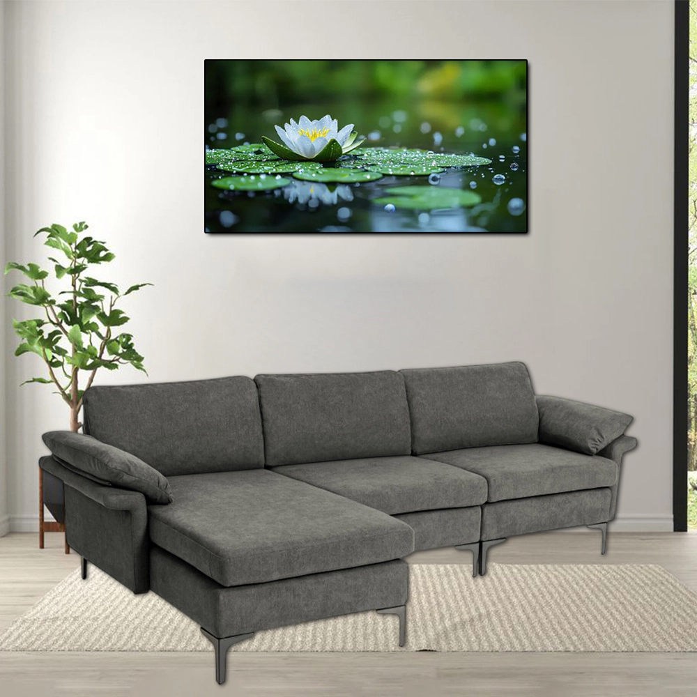 Hivvago Spacious L-Shaped Sectional Couch with Reversible Chaise Lounge