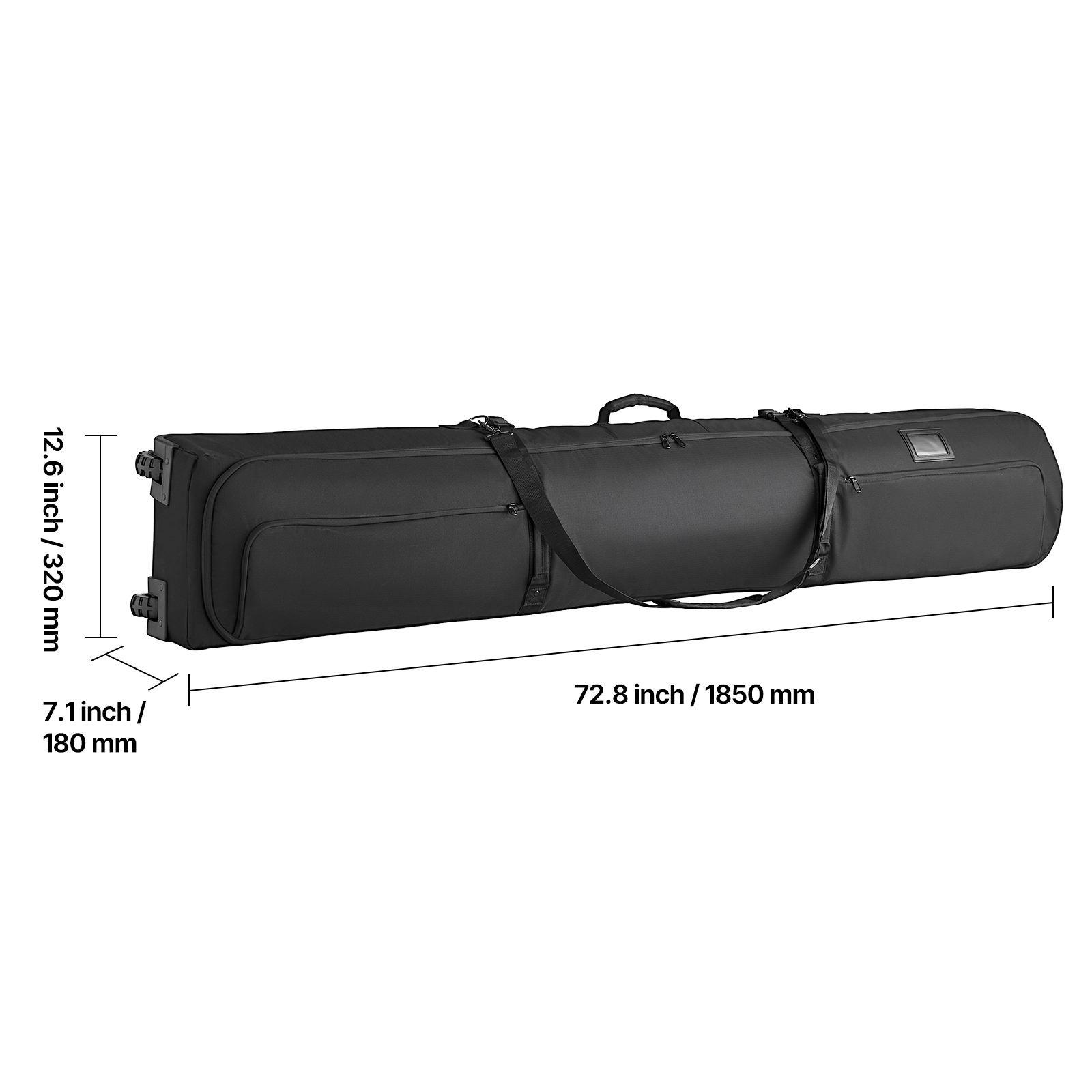 HONGGE Ski Roller Bag / Padded Snowboard Bag with Wheels for Air Travel 600D Waterproof Oxford Fabric with Adjustable