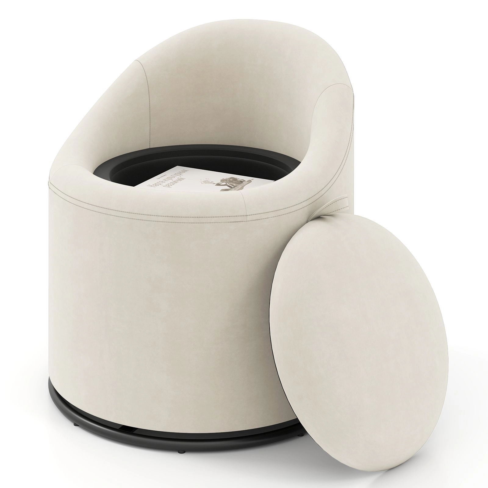 SlickBlue Upholstered Barrel Swivel Chair with Storage