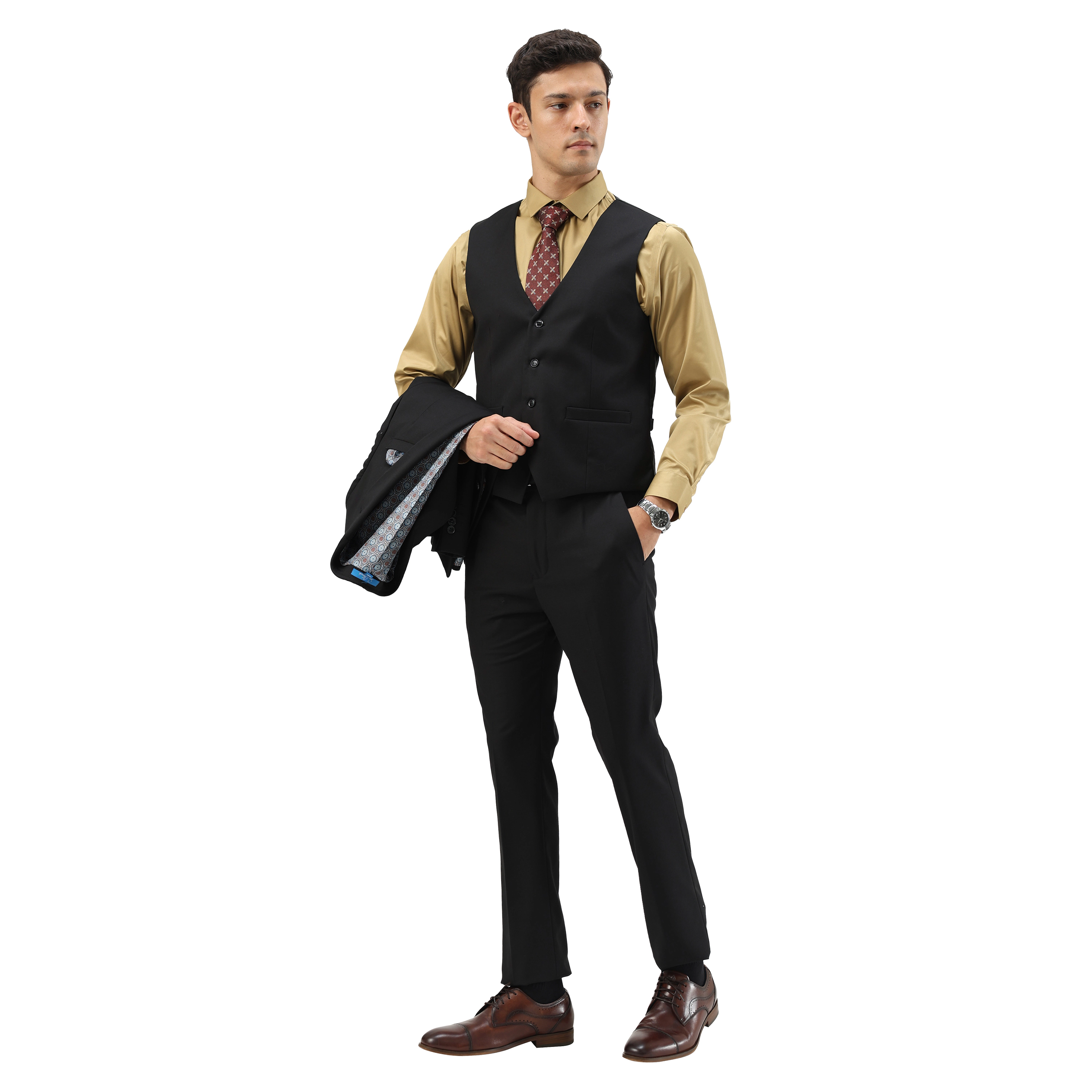 Sean Alexander Mens Skinny Fit 3-Piece Suit Set