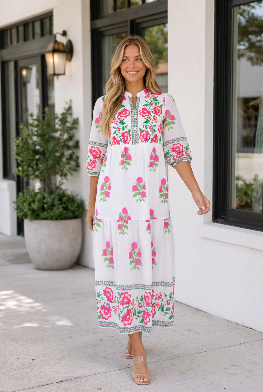Threaded Pear Women's Anastacia Sleeve Maxi Dress