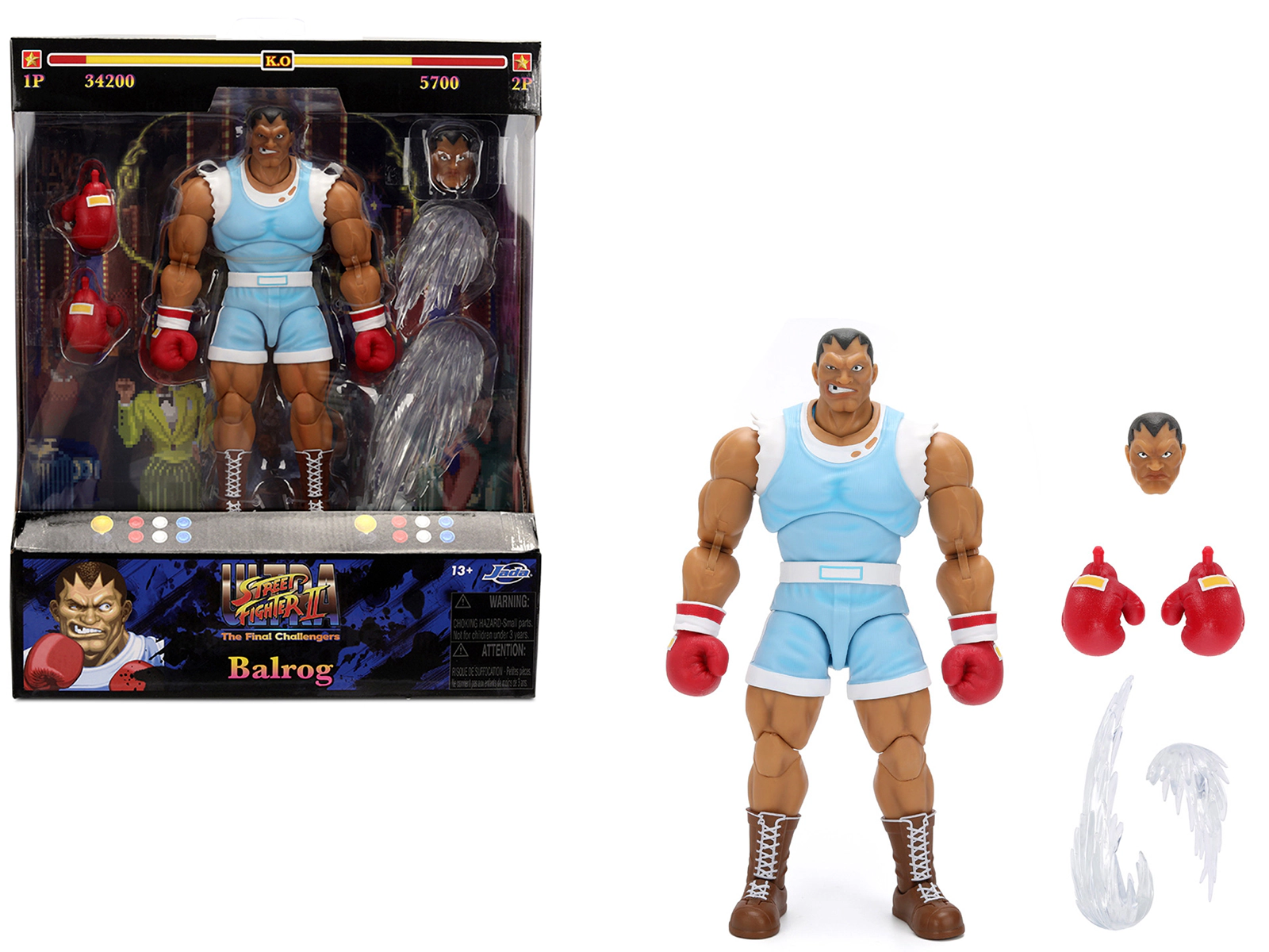 Jada Balrog 6.5" Moveable Figure with Accessories and Alternate Head and Hands "Ultra Street Fighter II: The
