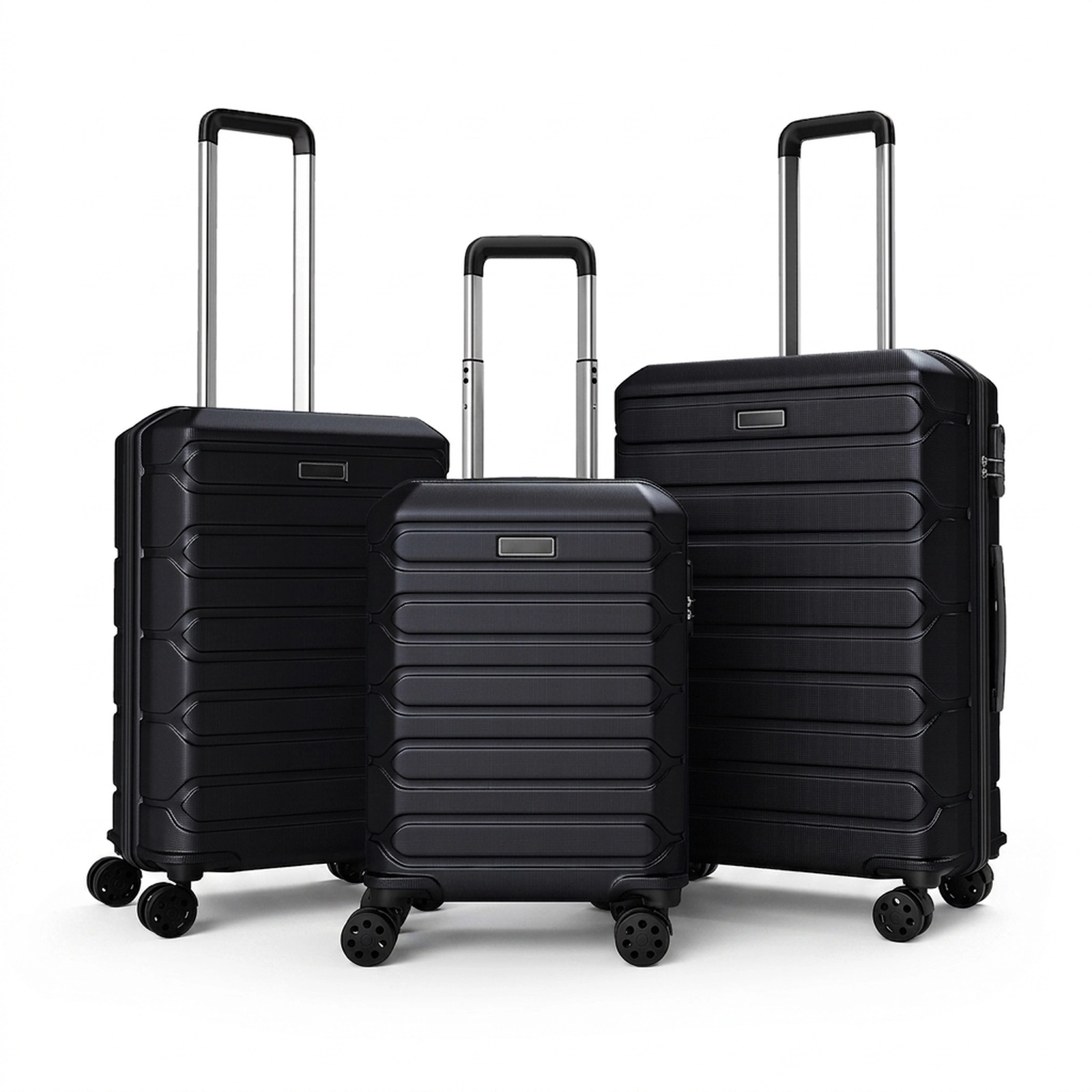 SUGIFT Black 3-Piece Hardside Luggage Set 20-in 24-in 28-in Lightweight ABS Suitcases with 8 Spinner Wheels