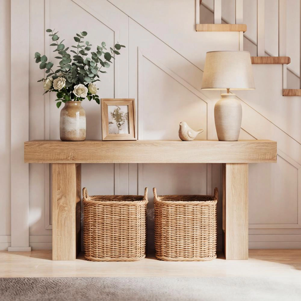 Hivvago 63 Inches Long Console Table Farmhouse Entryway Table With Storage