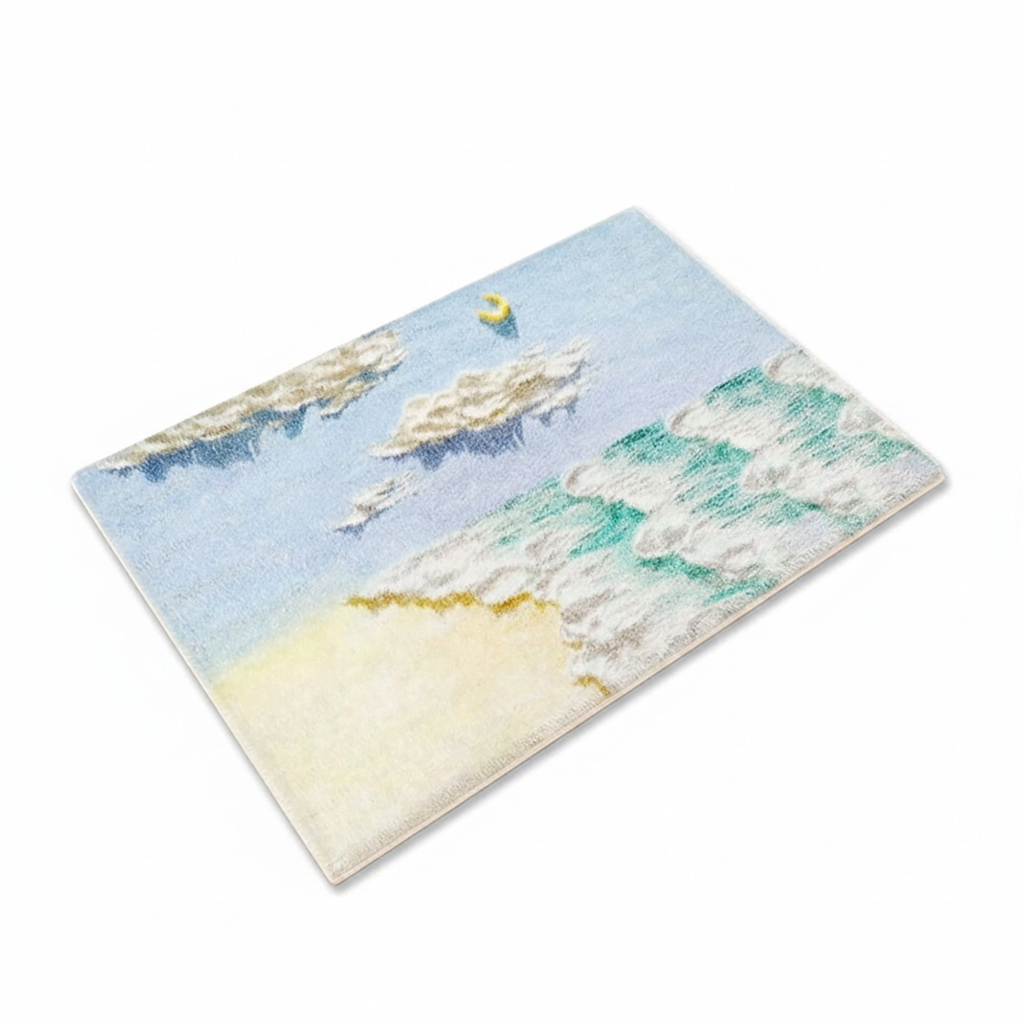 Alilang Unisex Tufted Floor Mat with Ocean Wave and Cloud Design Non Slip Backing Soft Plush Decorative Indoor Rug