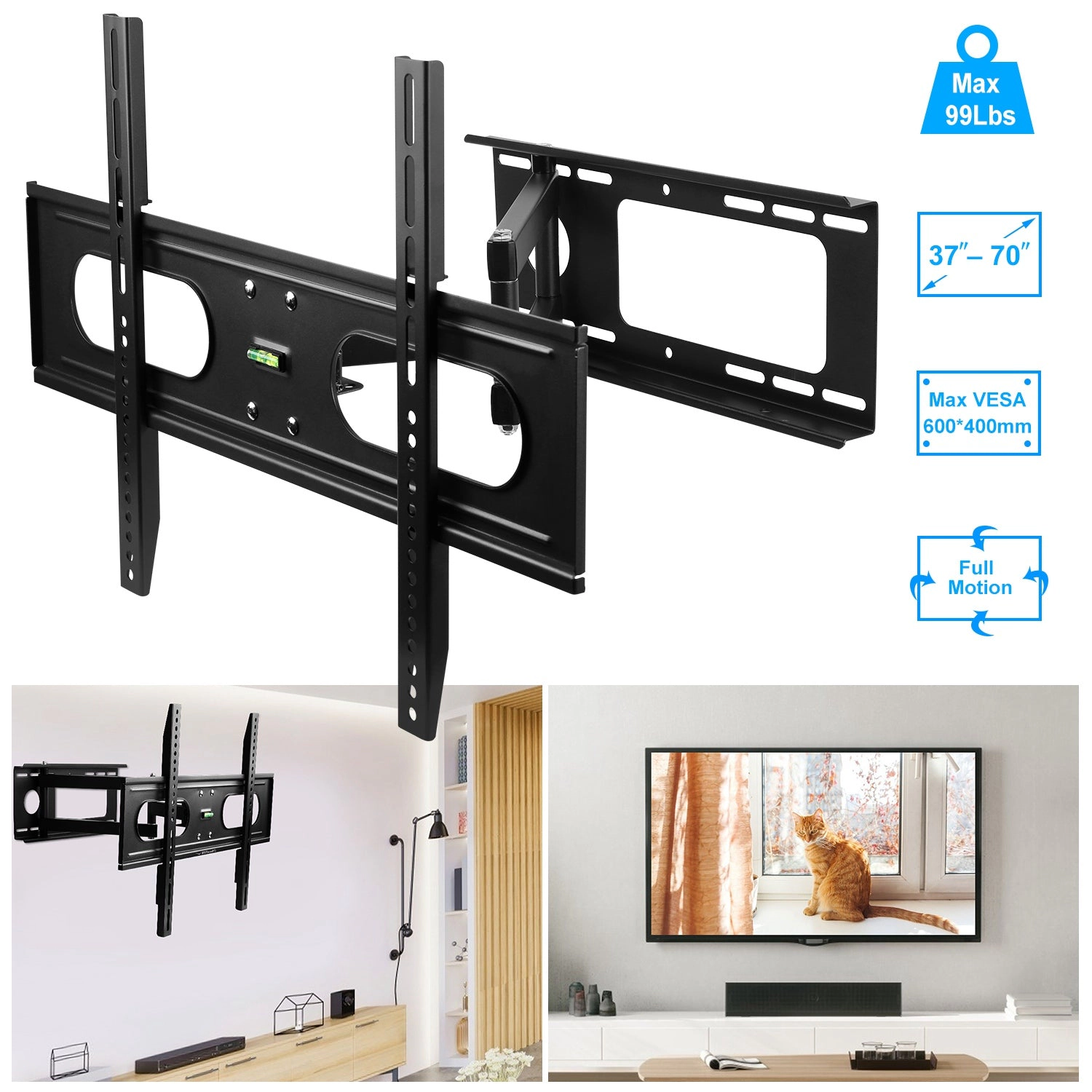 GBruno Full Motion TV Wall Mount For 37-70 Inch TVs