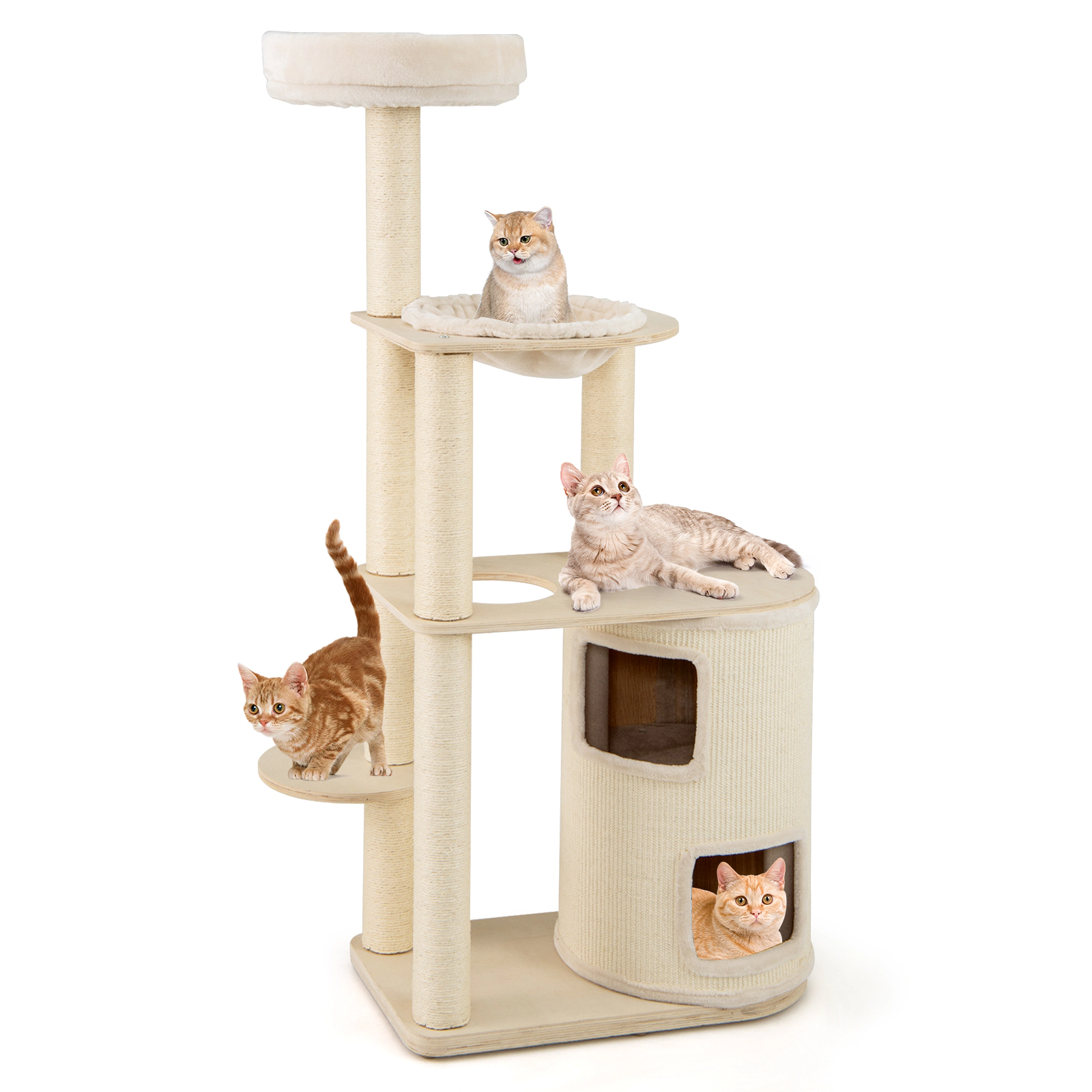 SlickBlue 6 Tier Wooden Cat Tree with Condo, Hammock and Perch