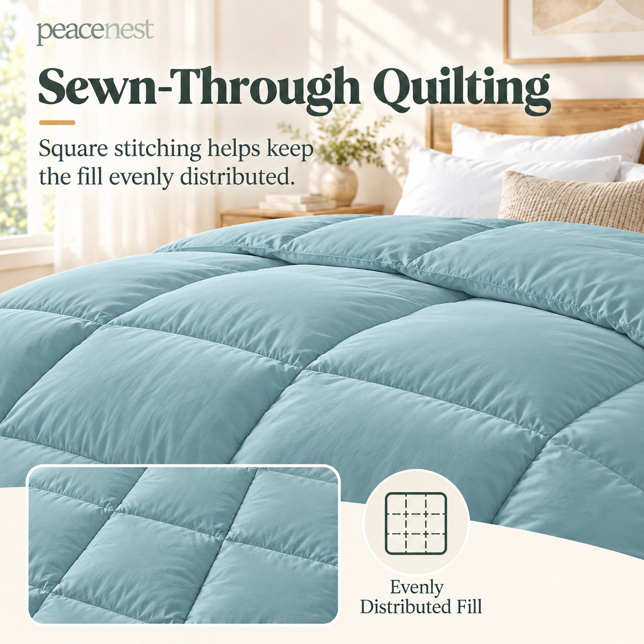PEACENEST Goose Feather Fiber Comforter All Season Soft Duvet Insert