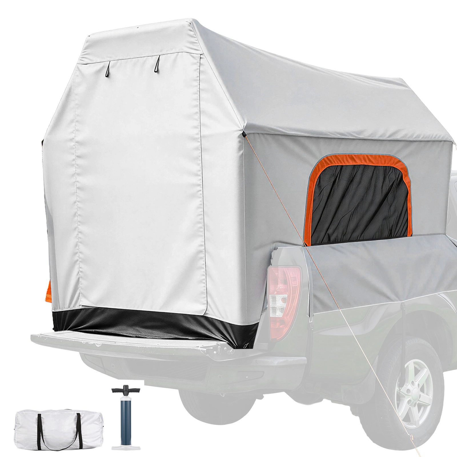 HONGGE Inflatable Truck Bed Tent, 7.2x5.4 ft PU2000 Waterproof Camping Tent for 2-3 Person, with Air Pump & Mesh Windows