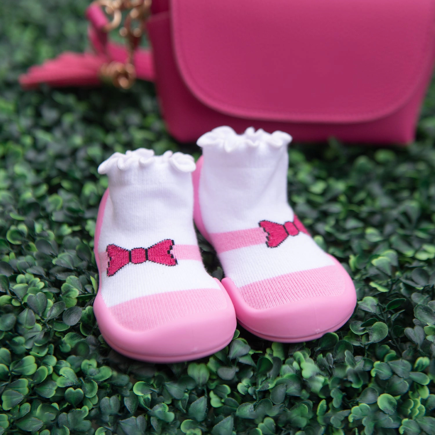 Komuello Toddler Girl First Walk Sock Shoes Mary Jane Bow