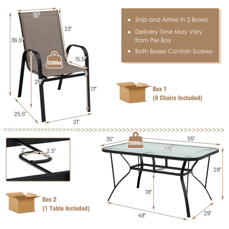 Hivvago 7-Piece Patio Dining Set With 6 Stackable Chairs