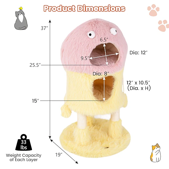 SlickBlue 3-Level Monster Cat Tree with 2 Condos & Scratching Posts