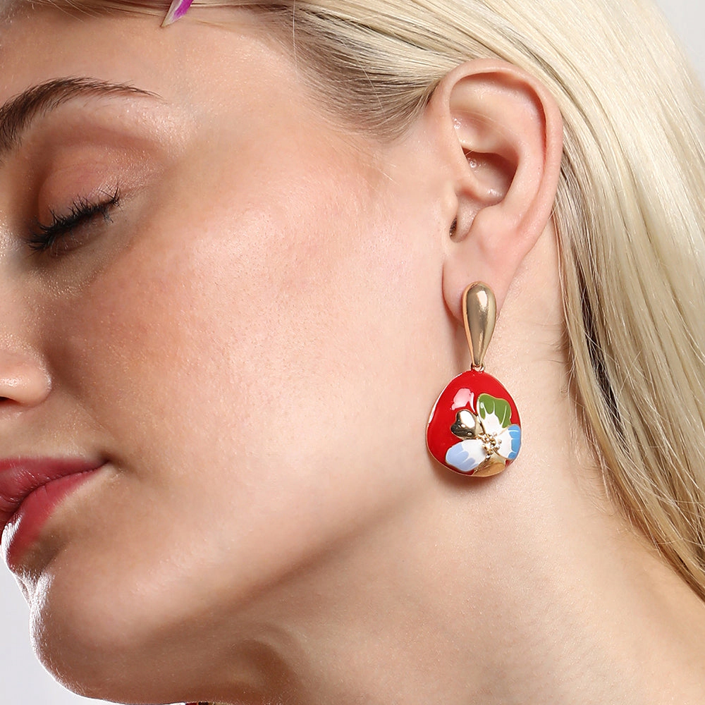 SOHI Women's Scarlet Red the Hana Drop Earrings