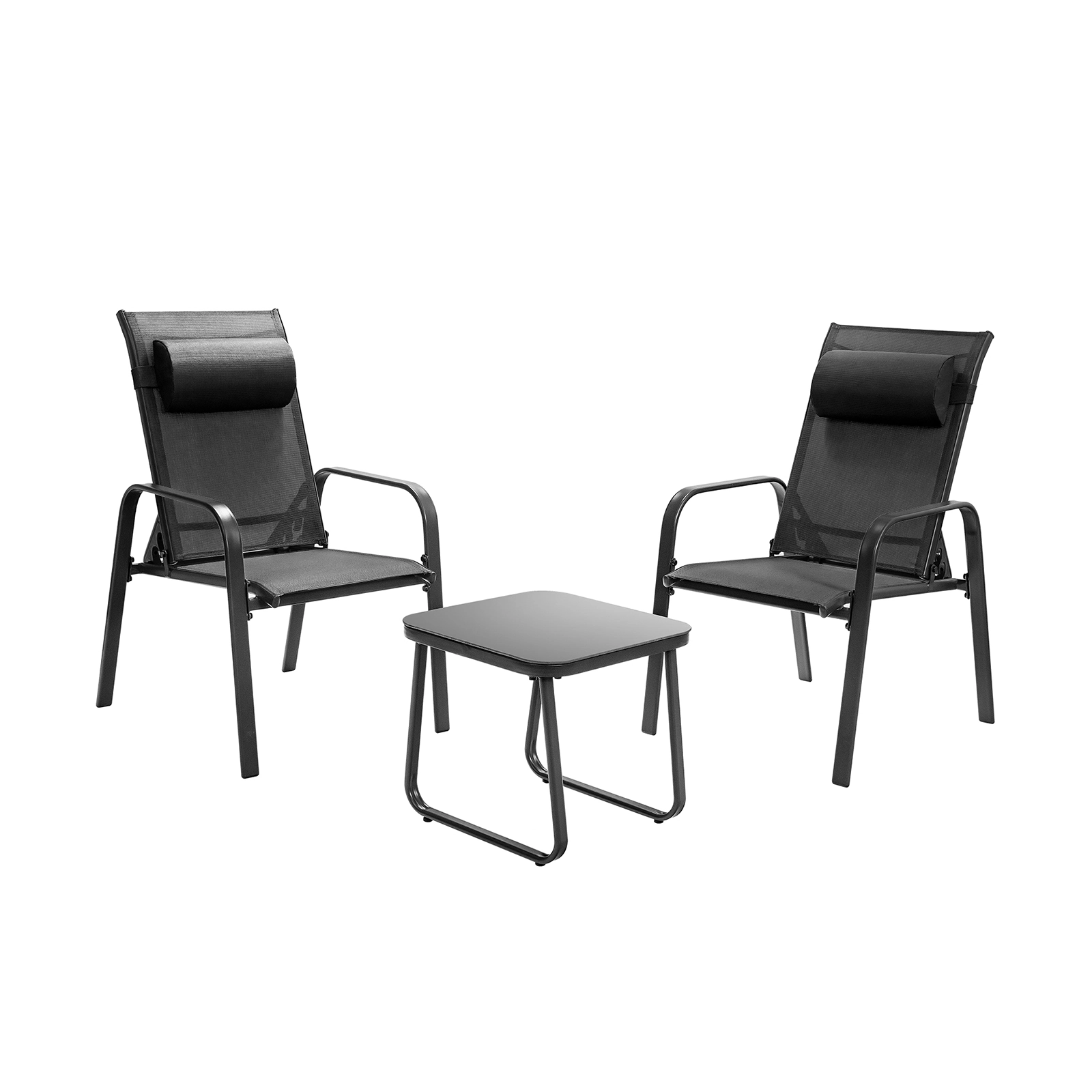 LJG 3 Pieces Patio Bistro Furniture Set with Adjustable Backrest