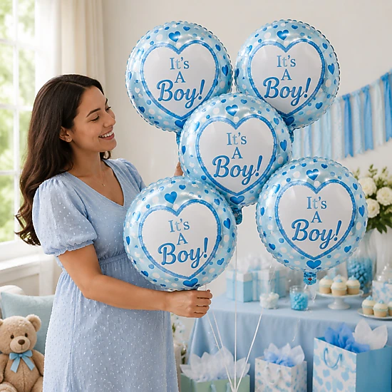 LoonBalloon It's A Boy Hearts & Dots Foil Balloon 5-Pack, Color ...