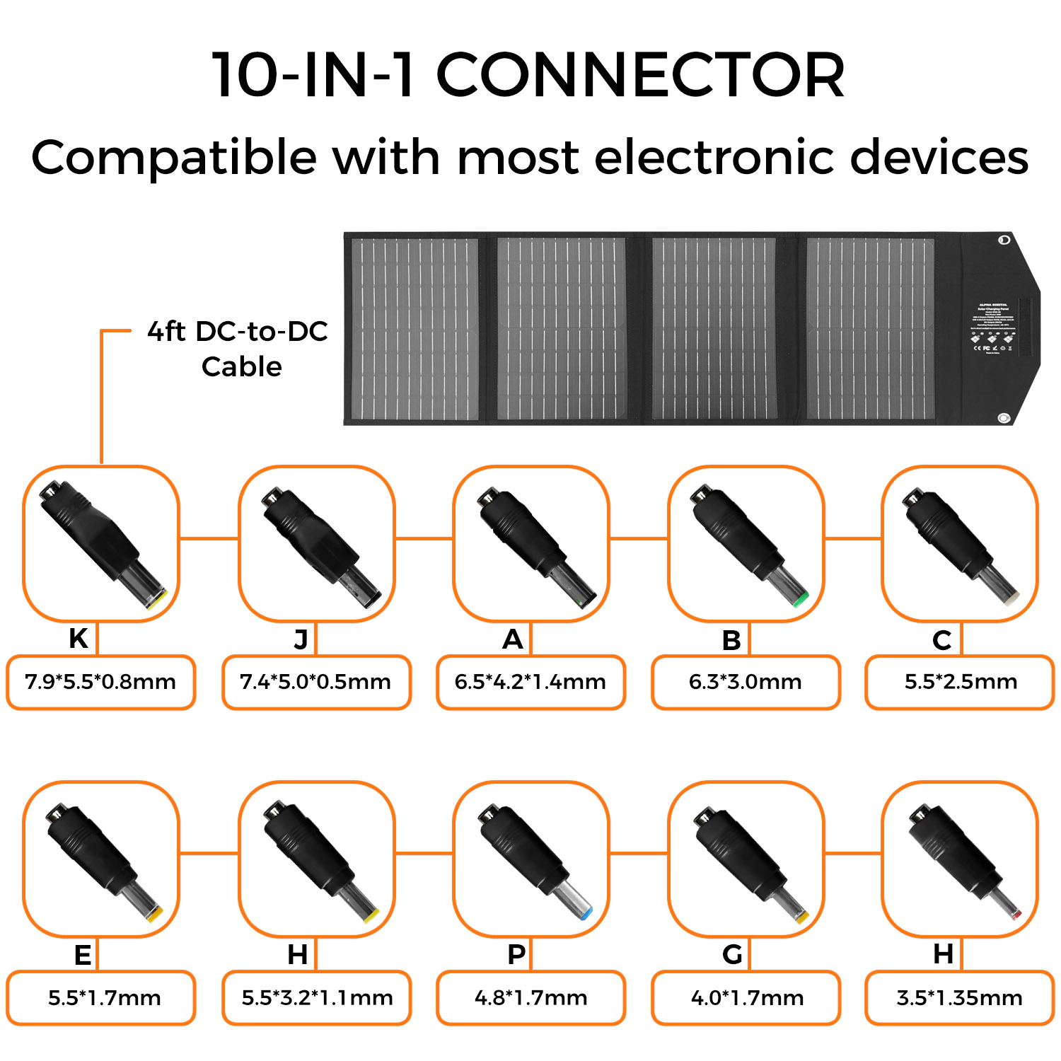 Alpha Digital 40W Capacity, USB/DC Device Charger, Durable, Foldable, Easy Carry - Solar Panel