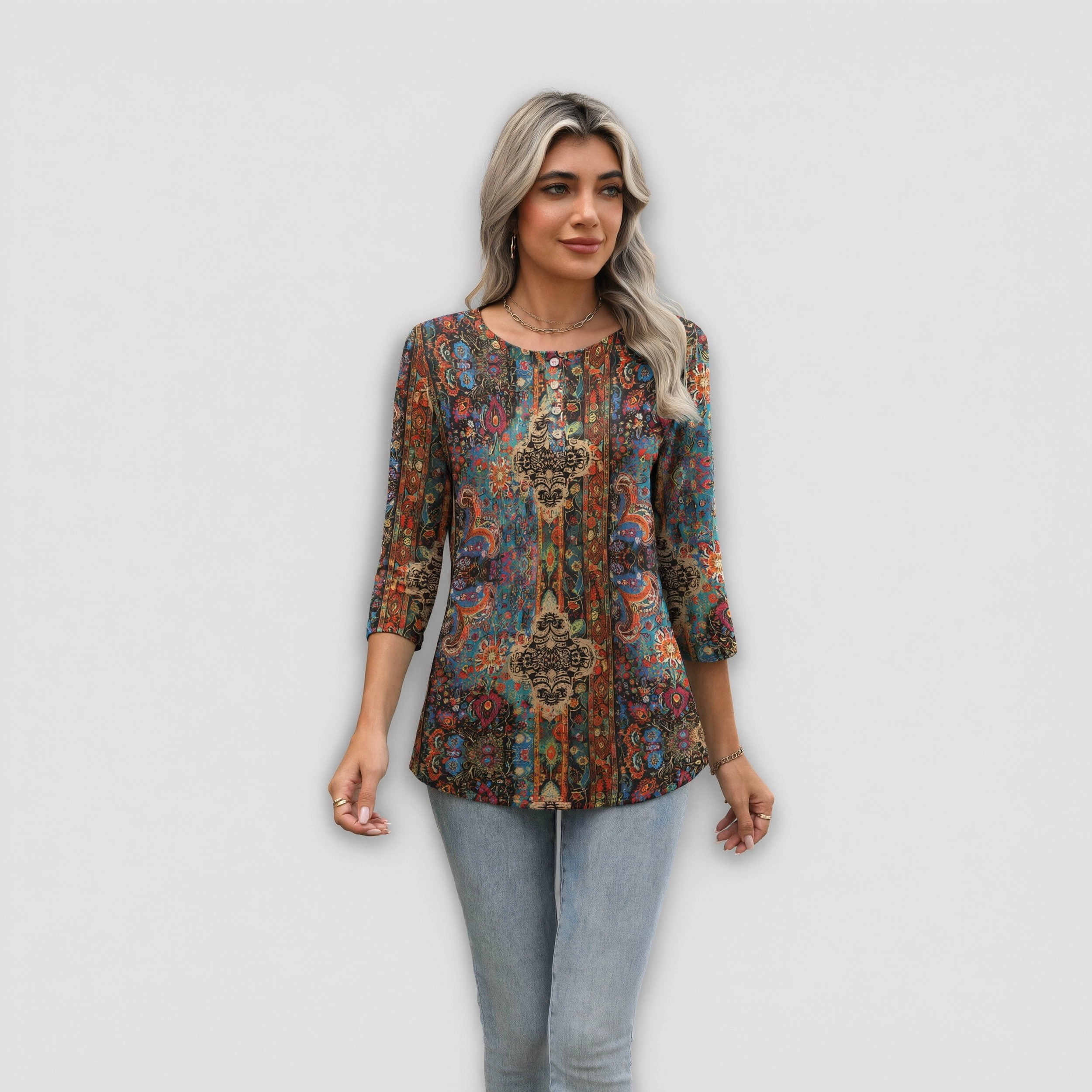 Zeagoo Women Crew Neck Three Quarter Sleeve T Shirt
