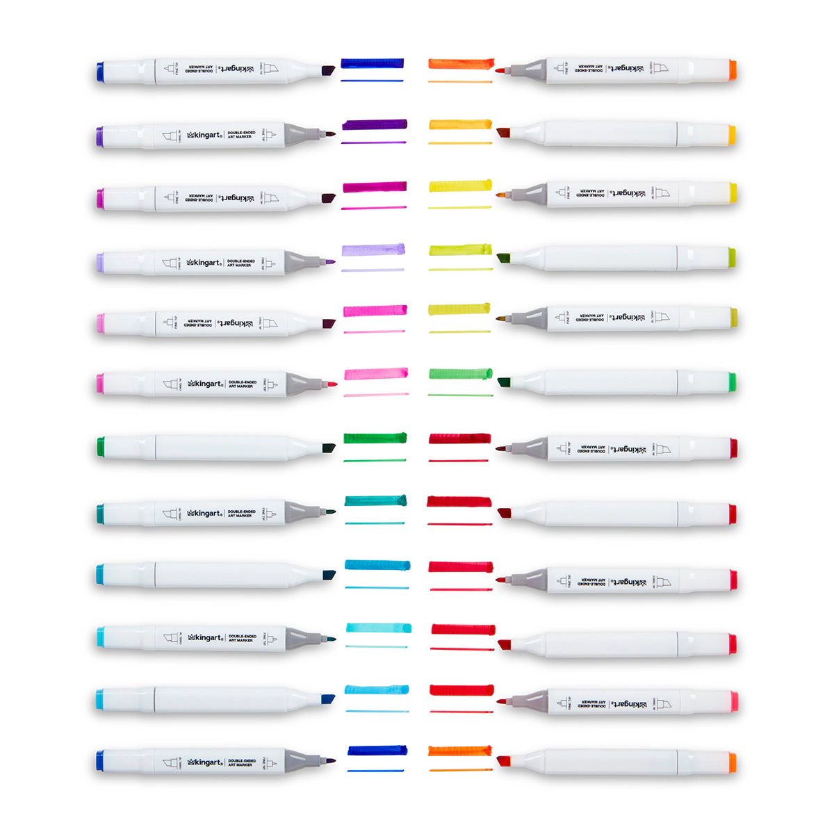KINGART PRO Double-Ended Alcohol Markers - 24 Bright Colors