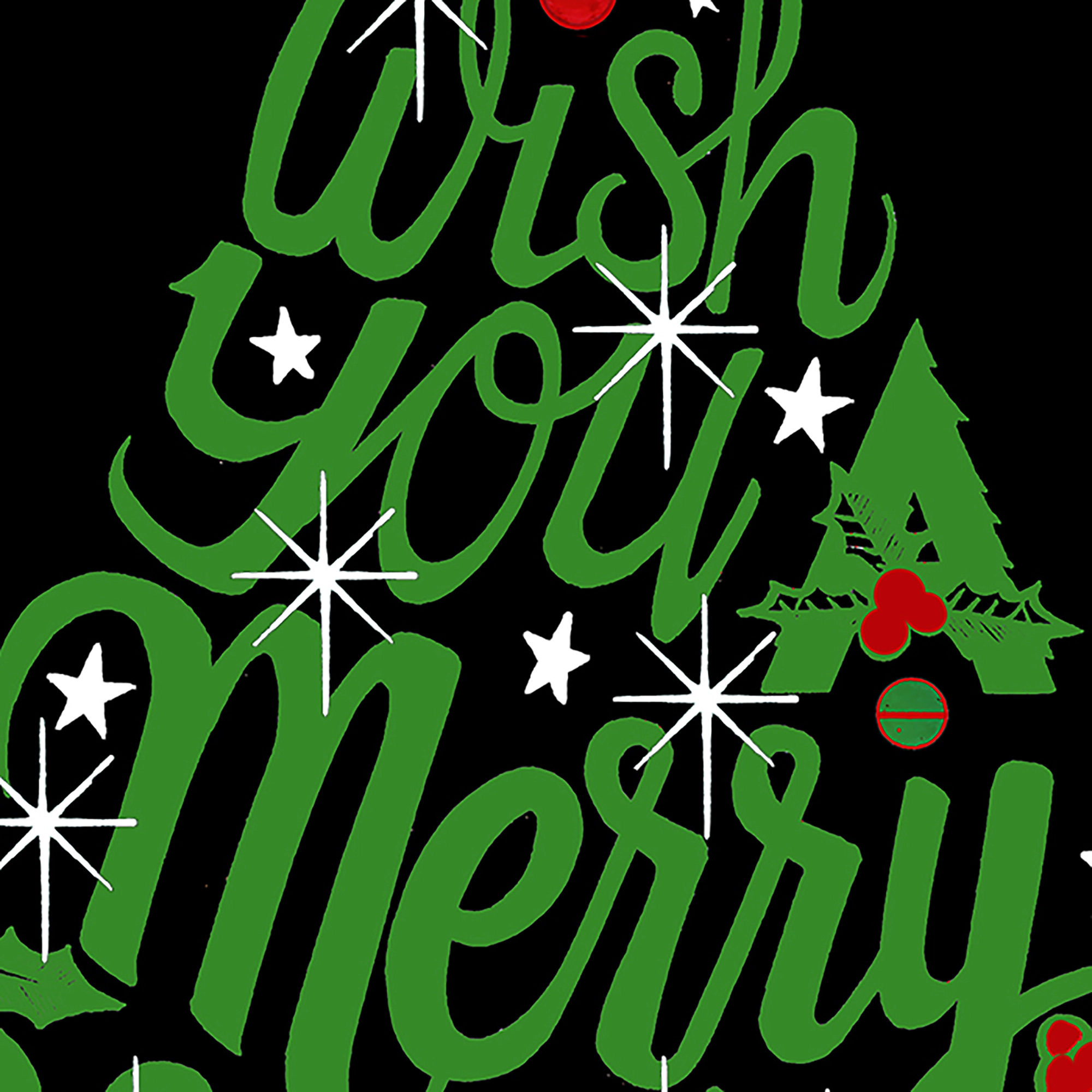 LA Pop Art Men's Cotton-Poly Blend T-Shirt - 'We Wish You A Merry Christmas' Word