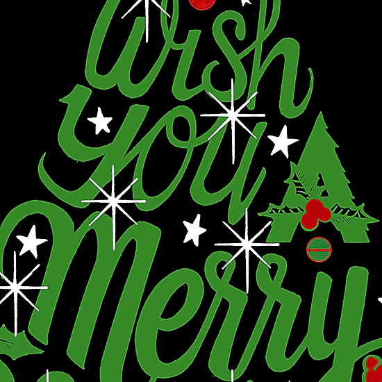 LA Pop Art Men's Cotton/Poly Blend Word Art T-Shirt - We Wish You A Merry Christmas
