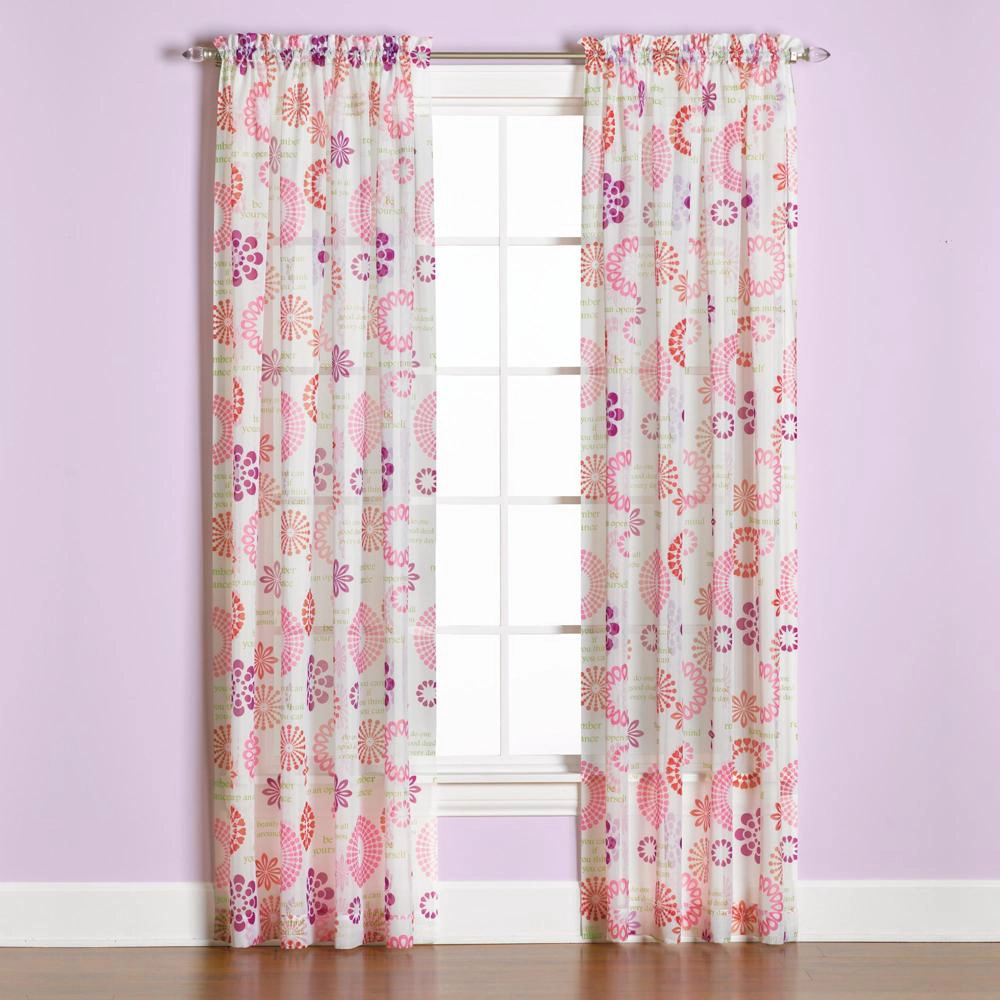 Saturday Knight Ltd Dream High Quality Lavender Printed Stylized Window Panel With 1.5" Rod Pocket 58"x63" Coral Pink