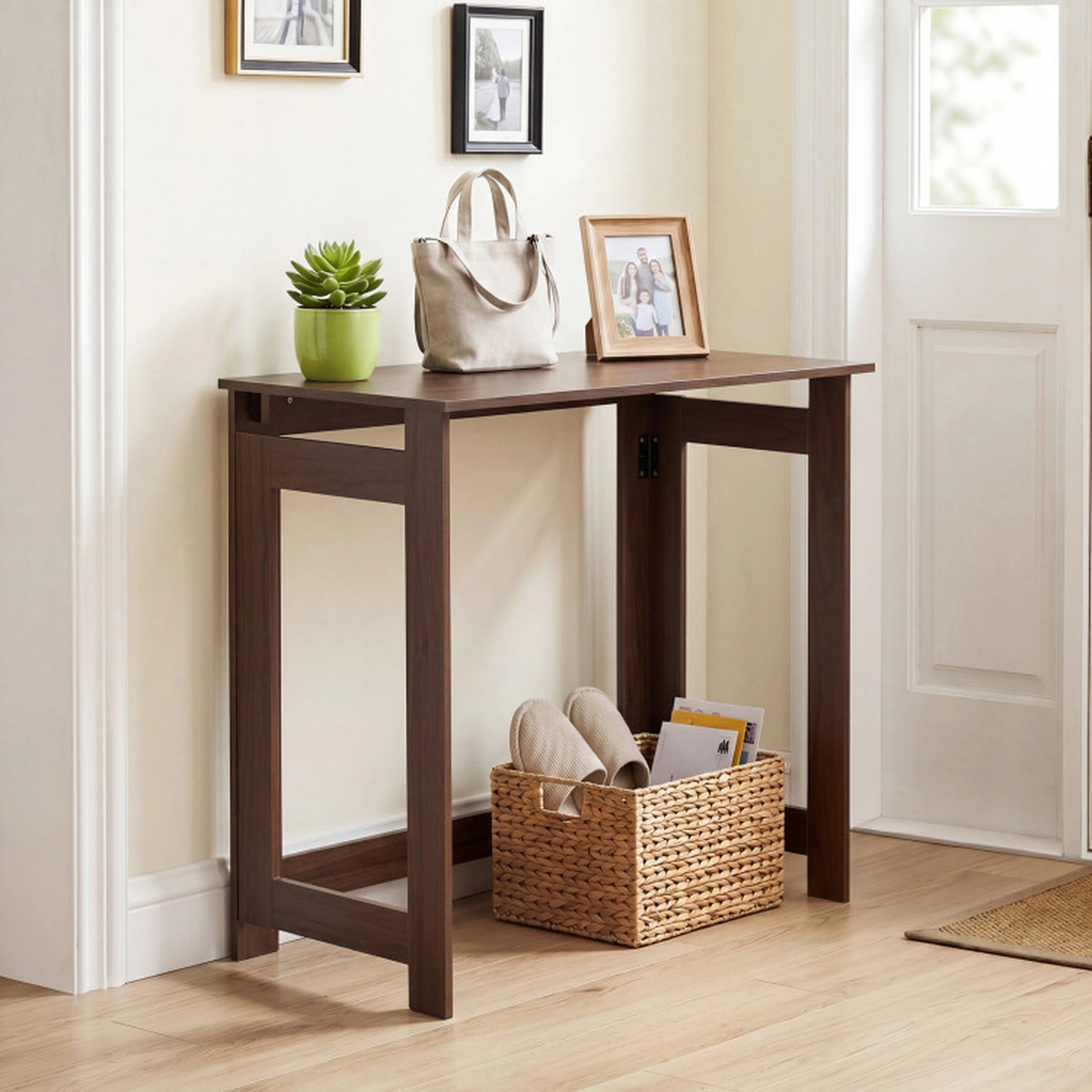 SUGIFT 31.5-in 55-lb Capacity Folding Console Sofa Table with Foldable Legs and 1.7-in Folded Depth
