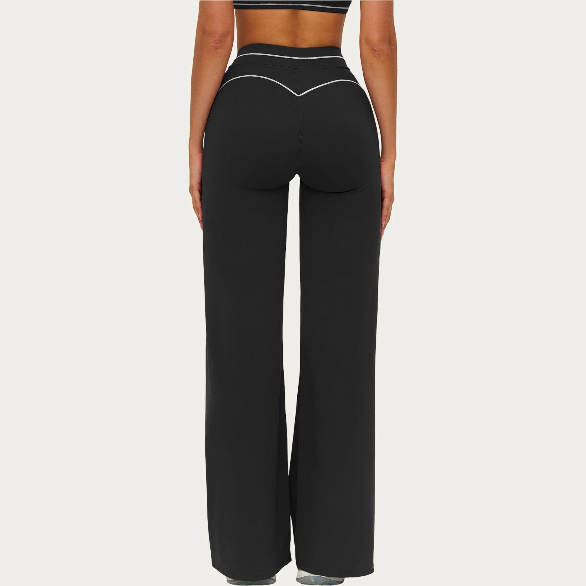 Anna-Kaci Active Women's High Waist Flare Leg Pants with Sculpting Fit and Contrast Seam Detailing