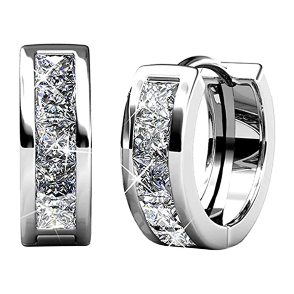 Wardrobe Whimsy Channel Set Cubic Zirconia Huggie Hoop Earrings