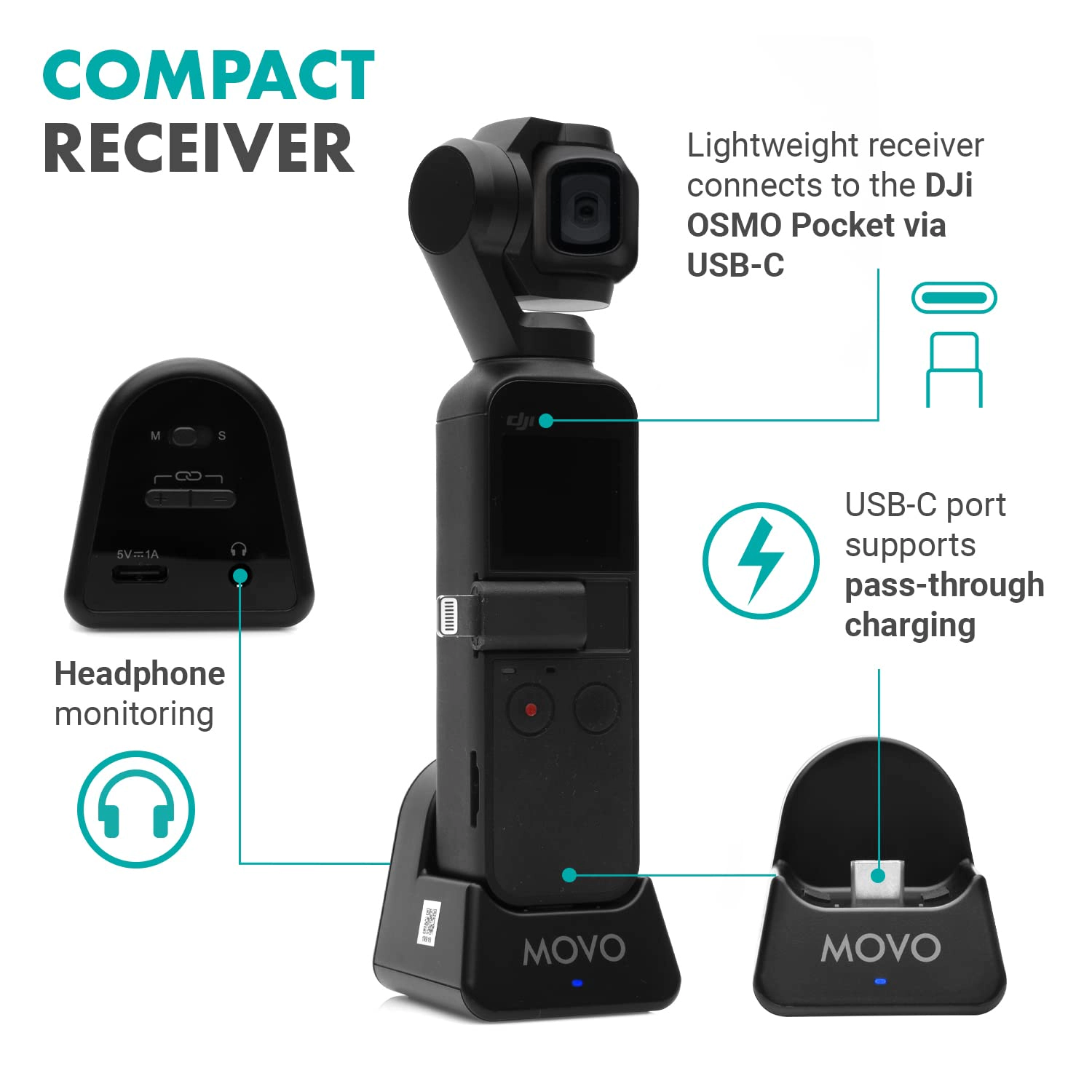 Movo Edge-OP Wireless Lavalier Microphone for Osmo Pocket 1 and 2