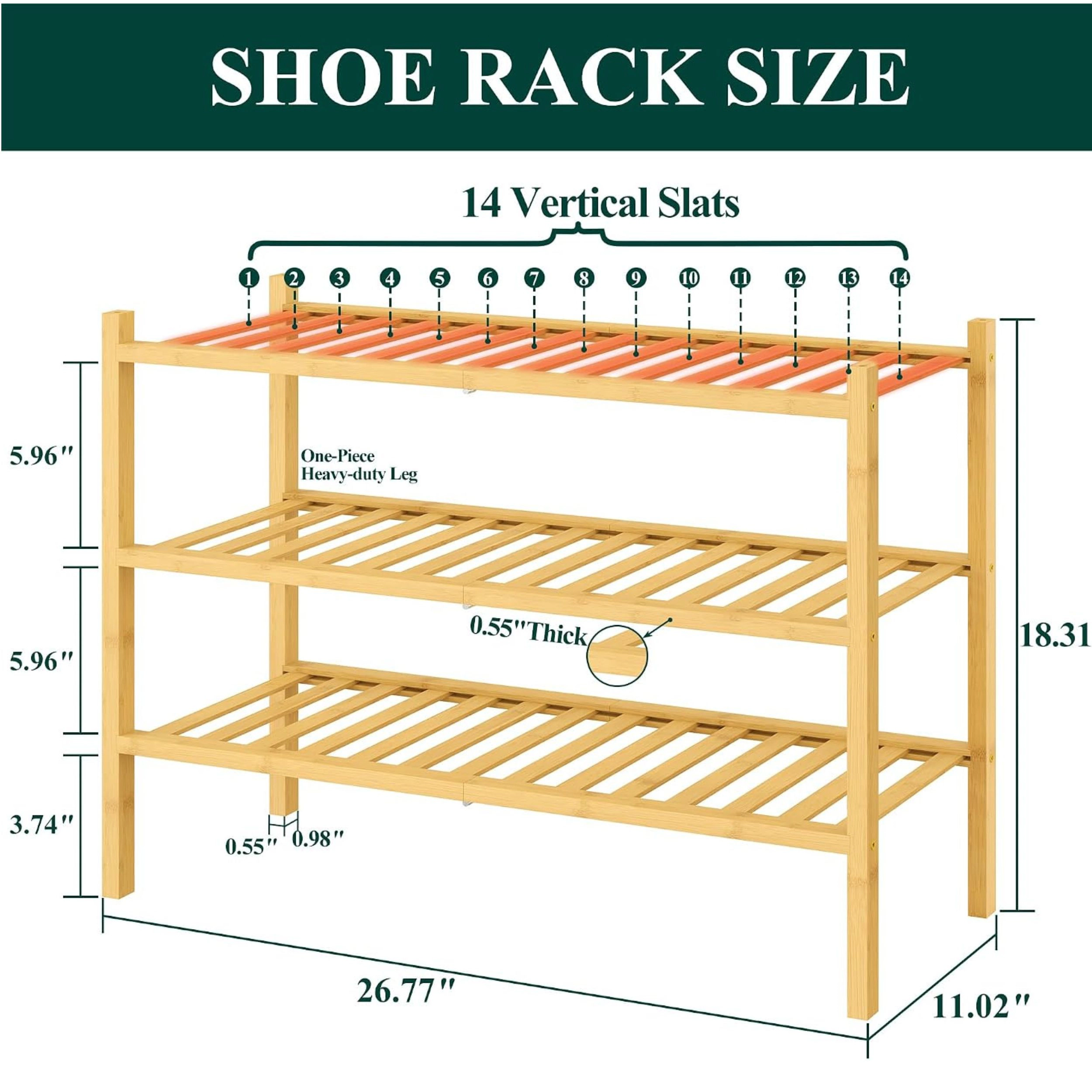 Stock Preferred 3-Tier Bamboo Shoe Rack Walnut Stackable Wooden Organizer Shelf