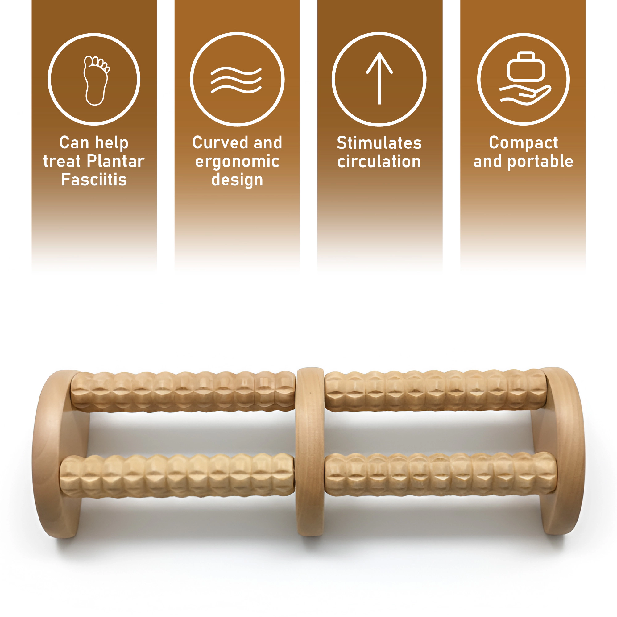 Pursonic Unisex Natural Wood Foot Relief & Relaxation Dual Roller Massager