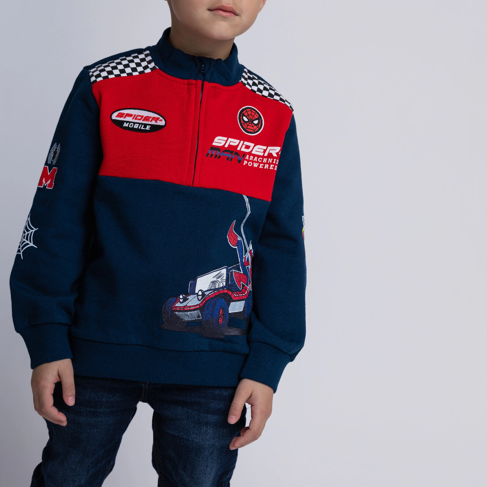 Marvel Spider-Man Boys' Racing Fleece Quarter Zip Sweatshirt