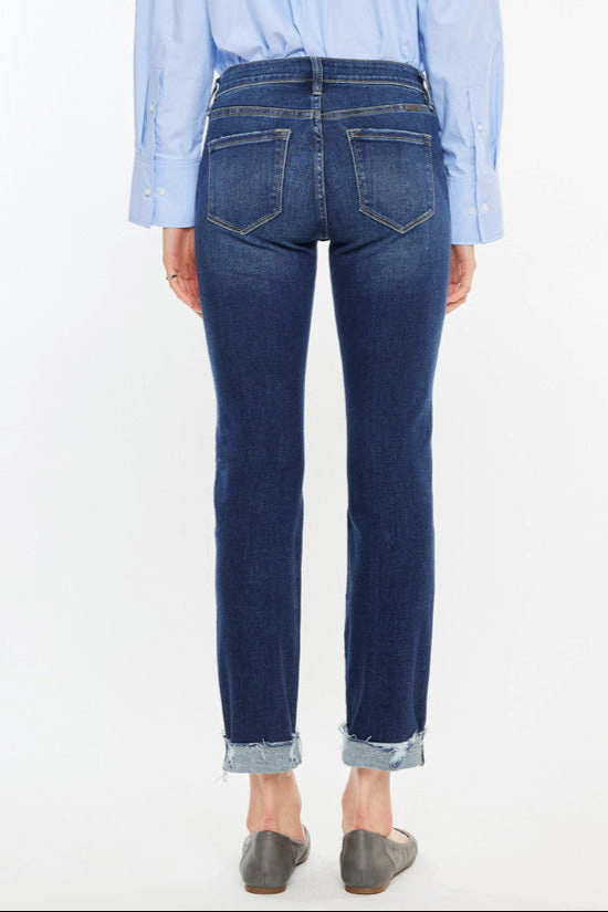 KanCan Women's Essentials Mid Rise Slim Straight Leg Jeans Emely