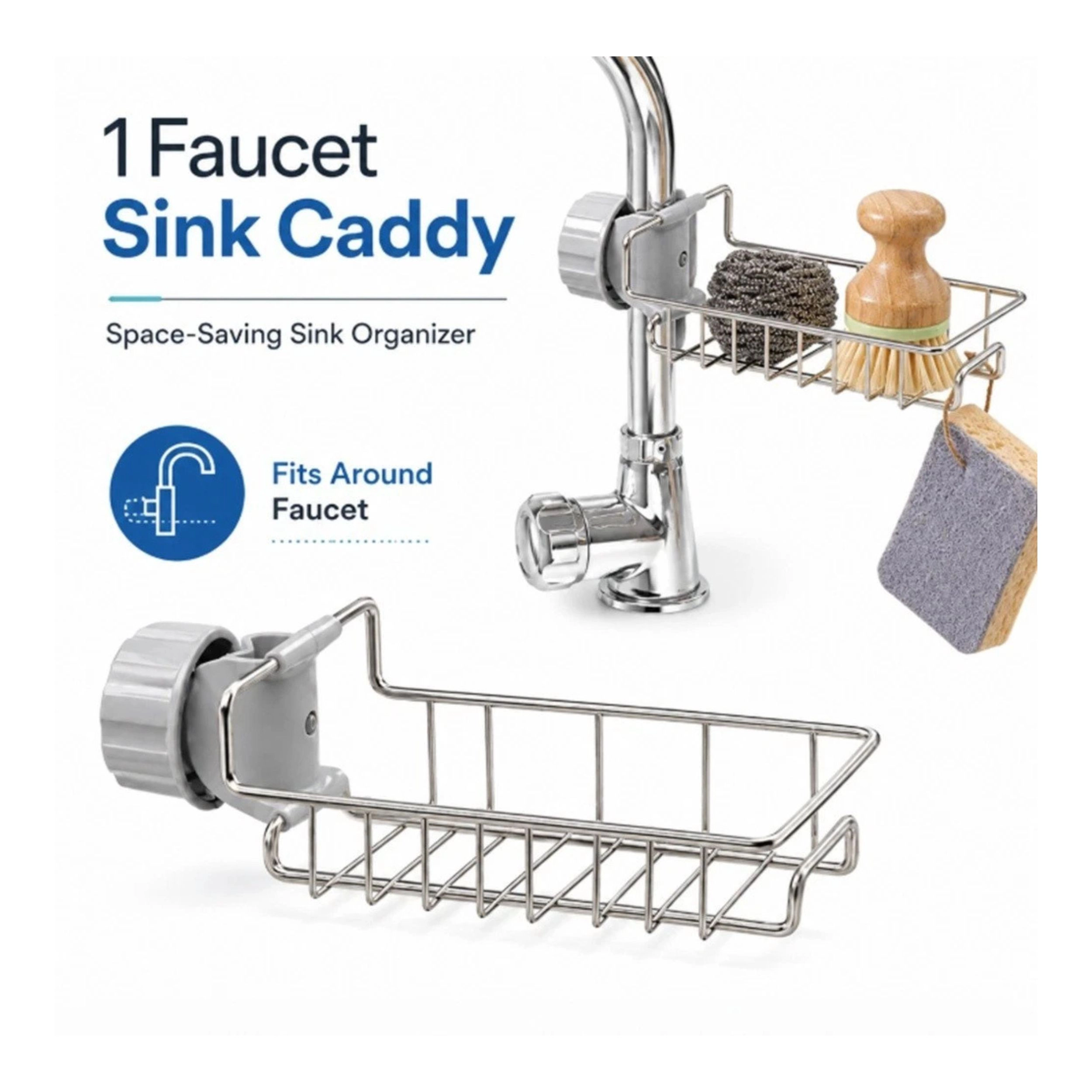 Home Collection Kitchen Sink Faucet Rack Sponge Holder Soap Dish Drain Organizer