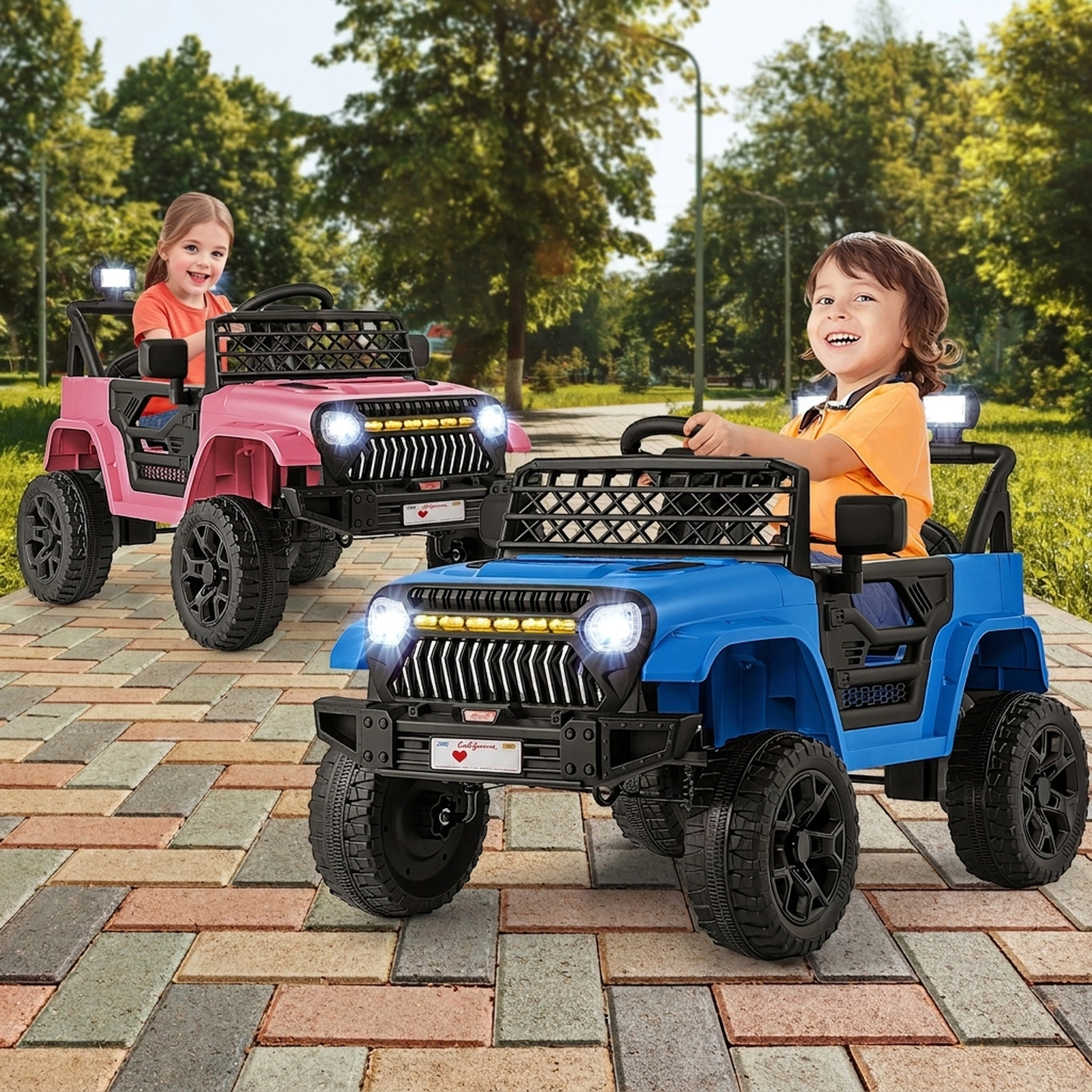 12V Kids Ride On Truck Parent Remote Dual Motors Wireless Music Player Electric Car LED Lights Door Locks Ages 3+ Navy
