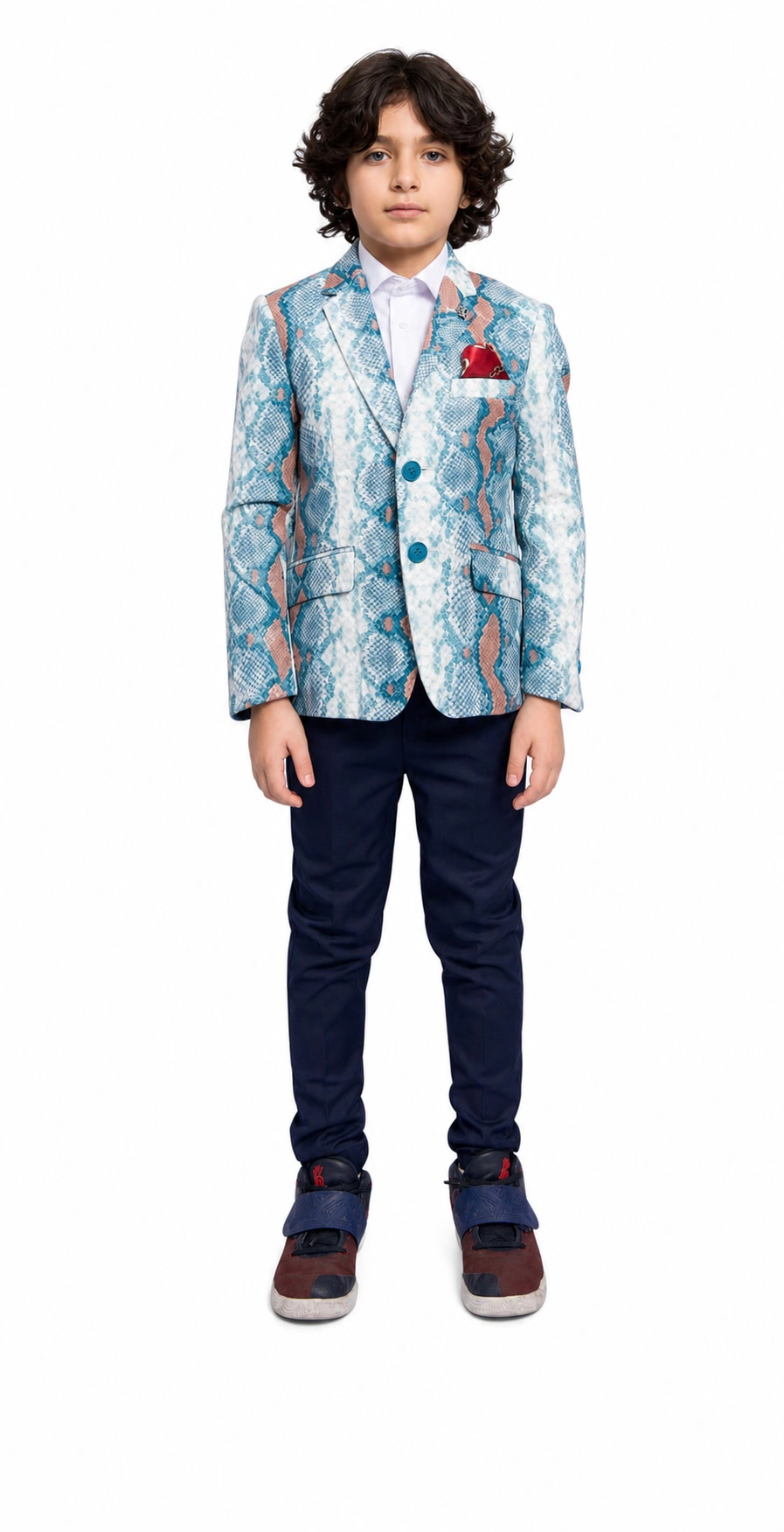 Elie Balleh Boys Slim Fit Snakeskin Blazer