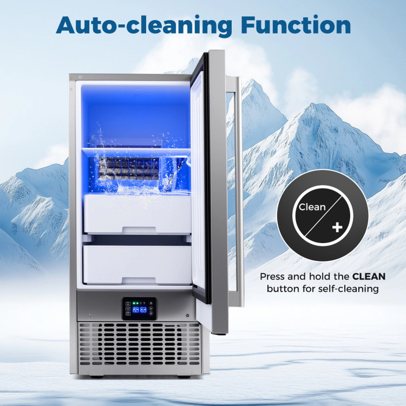 SUGIFT Silver Undercounter Ice Maker with 25-lb Storage Bin 90-lb Daily Output 15-in W 20.3-in D 33.5-in H