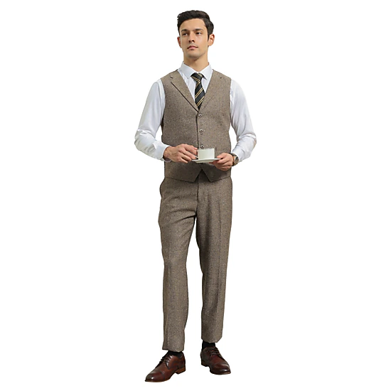 Sean Alexander Mens Regular Fit 3pc Tweed Textured Suit Set