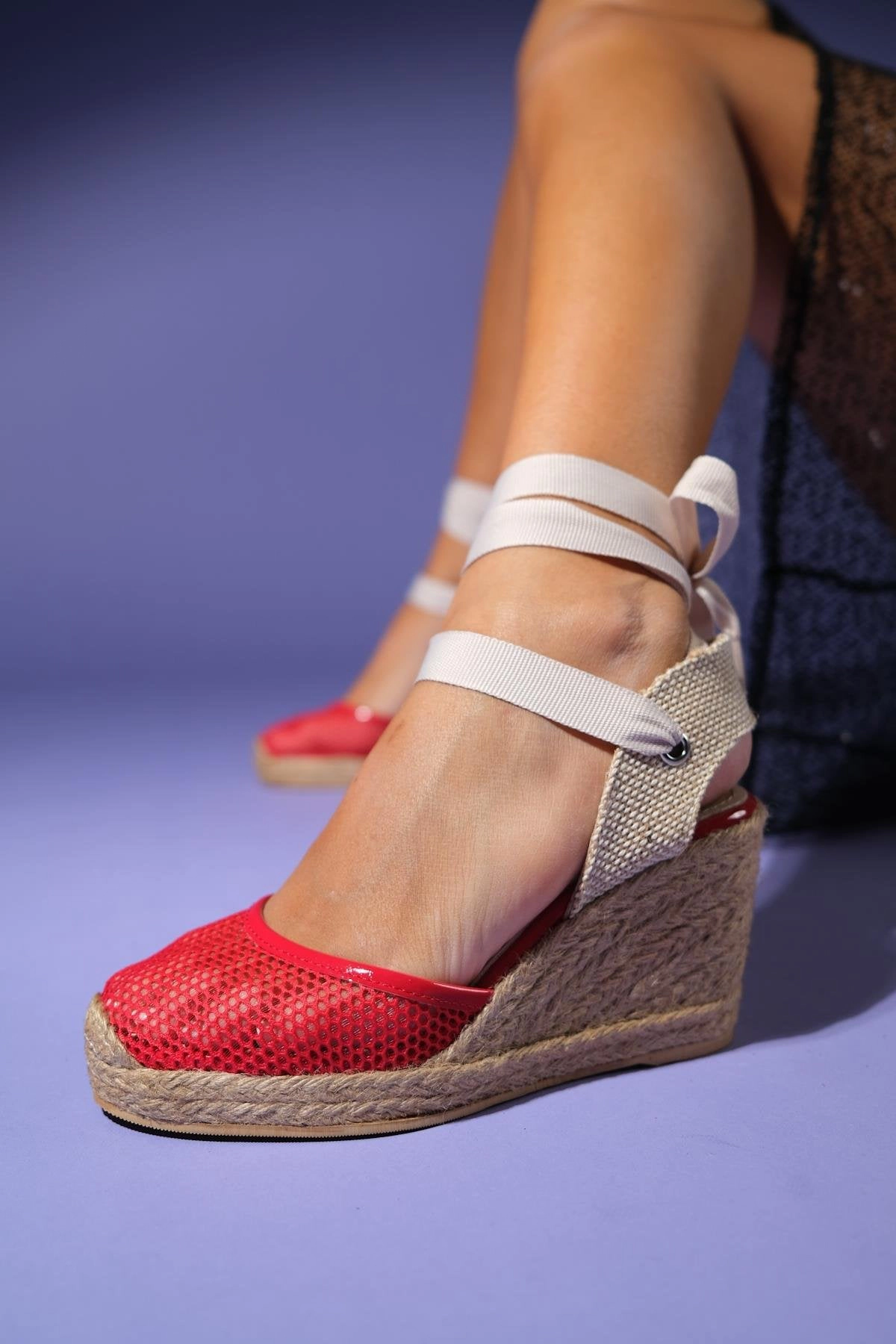 Forever & Always Womens Lions Mesh Leather Wedge Espadrilles Sandals