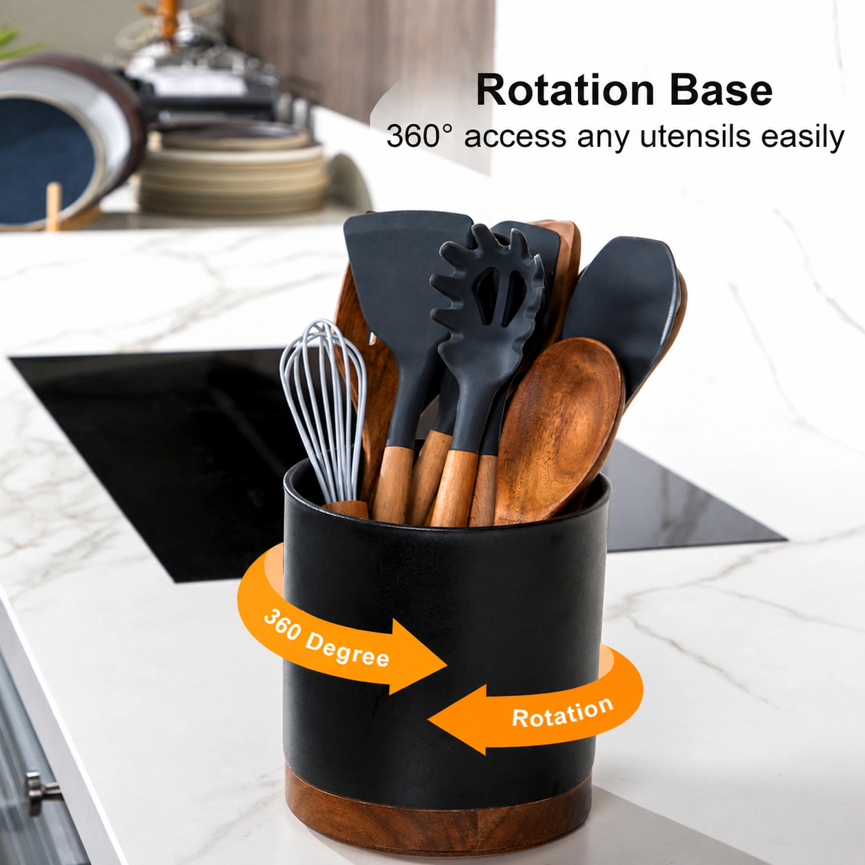 WZK 360 Rotating Ceramic 20 Pcs Kitchen Utensil Holder