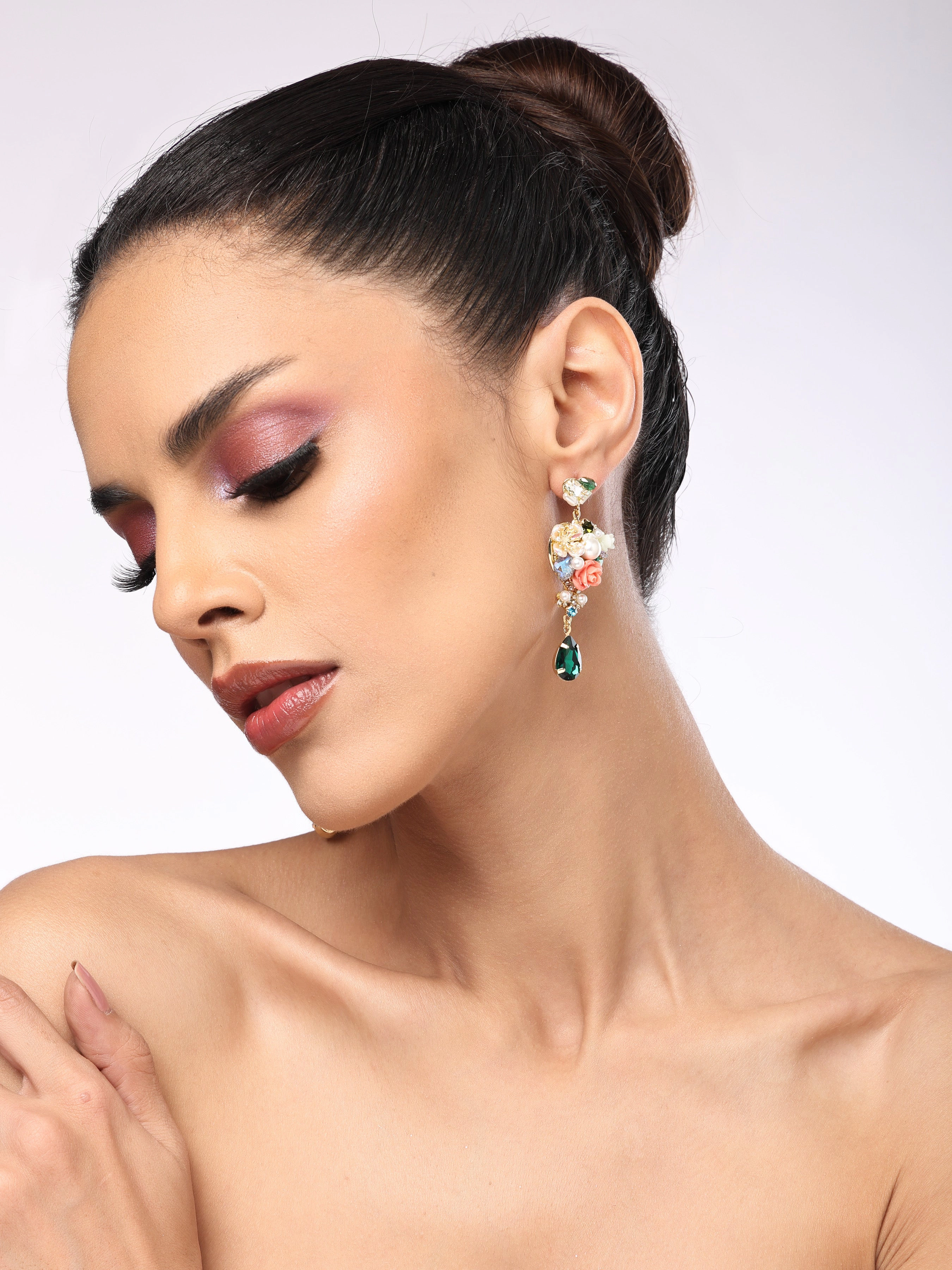 AGP PARIS Womens Romantic Garden Charm Drop Earrings