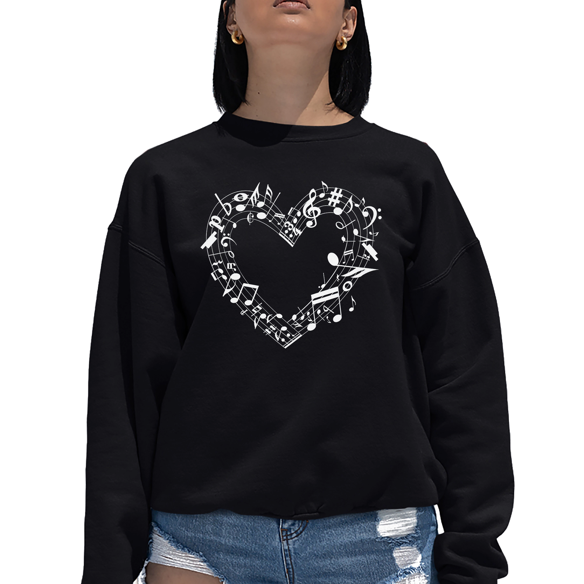 LA Pop Art Sheet Music Heart - Women's Word Crewneck Sweatshirt