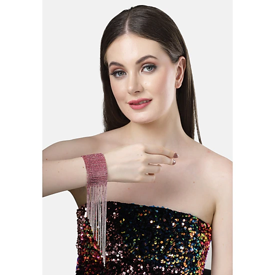 AGP PARIS Womens Diva Collection Pink Glitter Chevron Bracelet